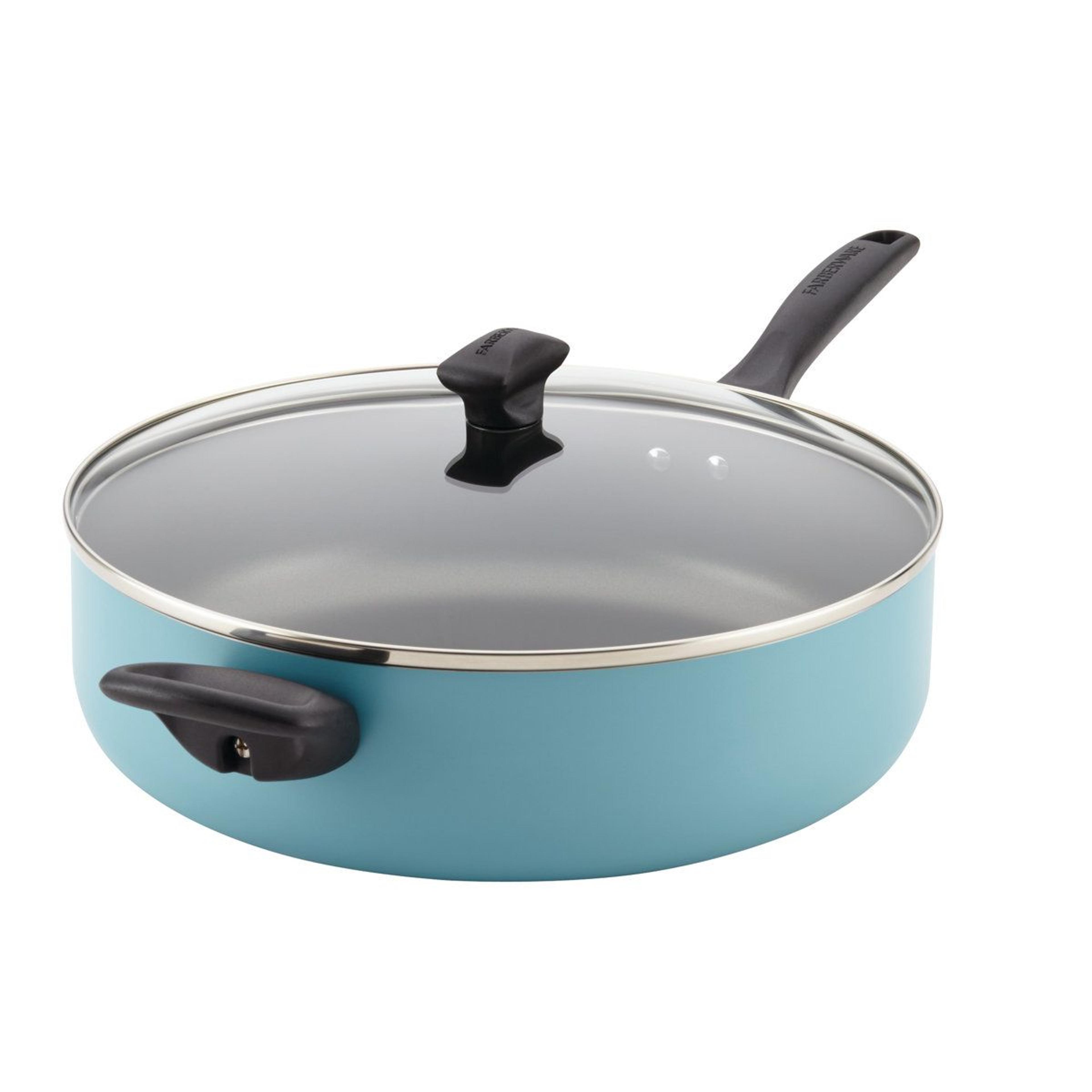 nonstick jumbo cooker chef pan with glass lid and helper handle