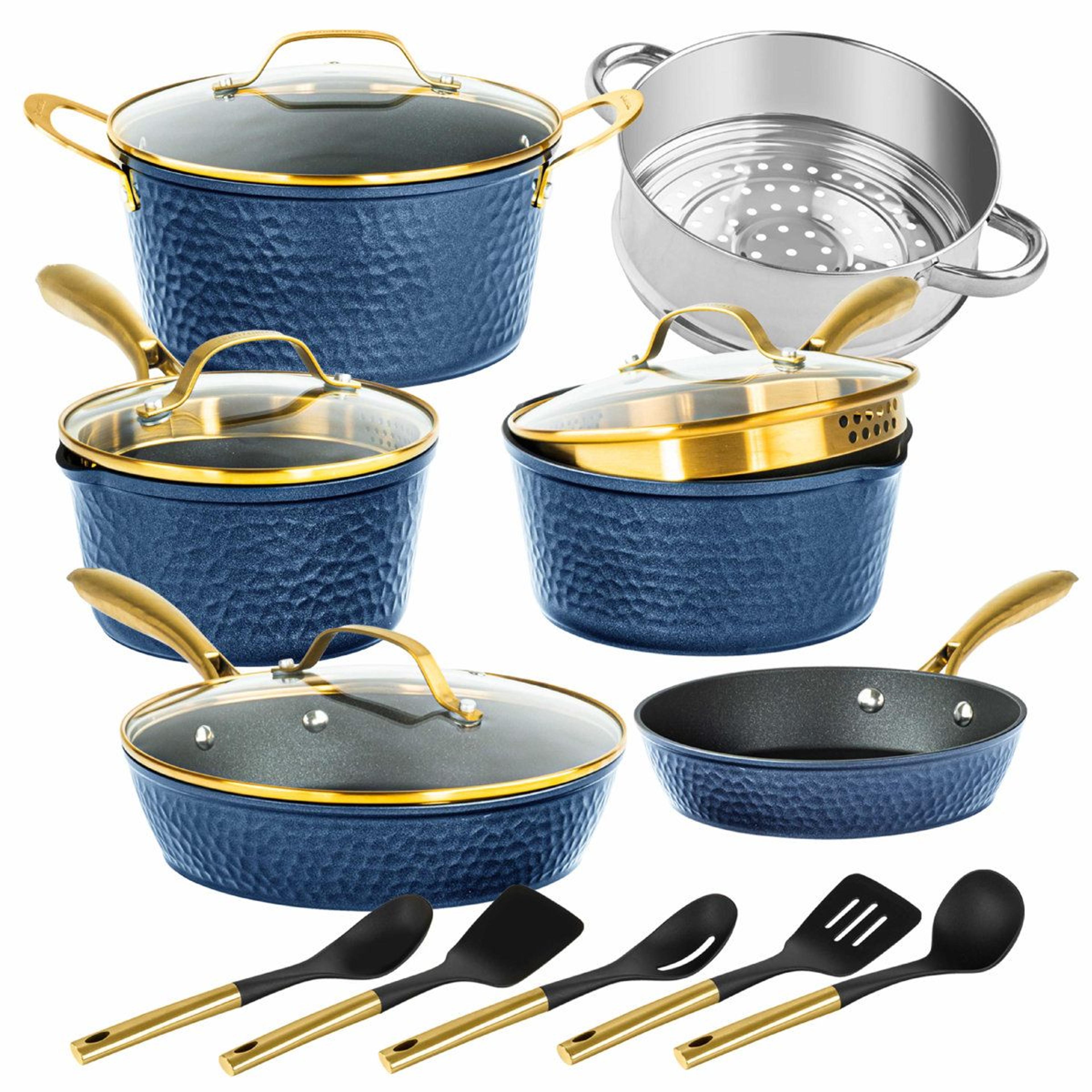 15 piece ceramic nonstick cookware set with utensils induction ready pots and pans