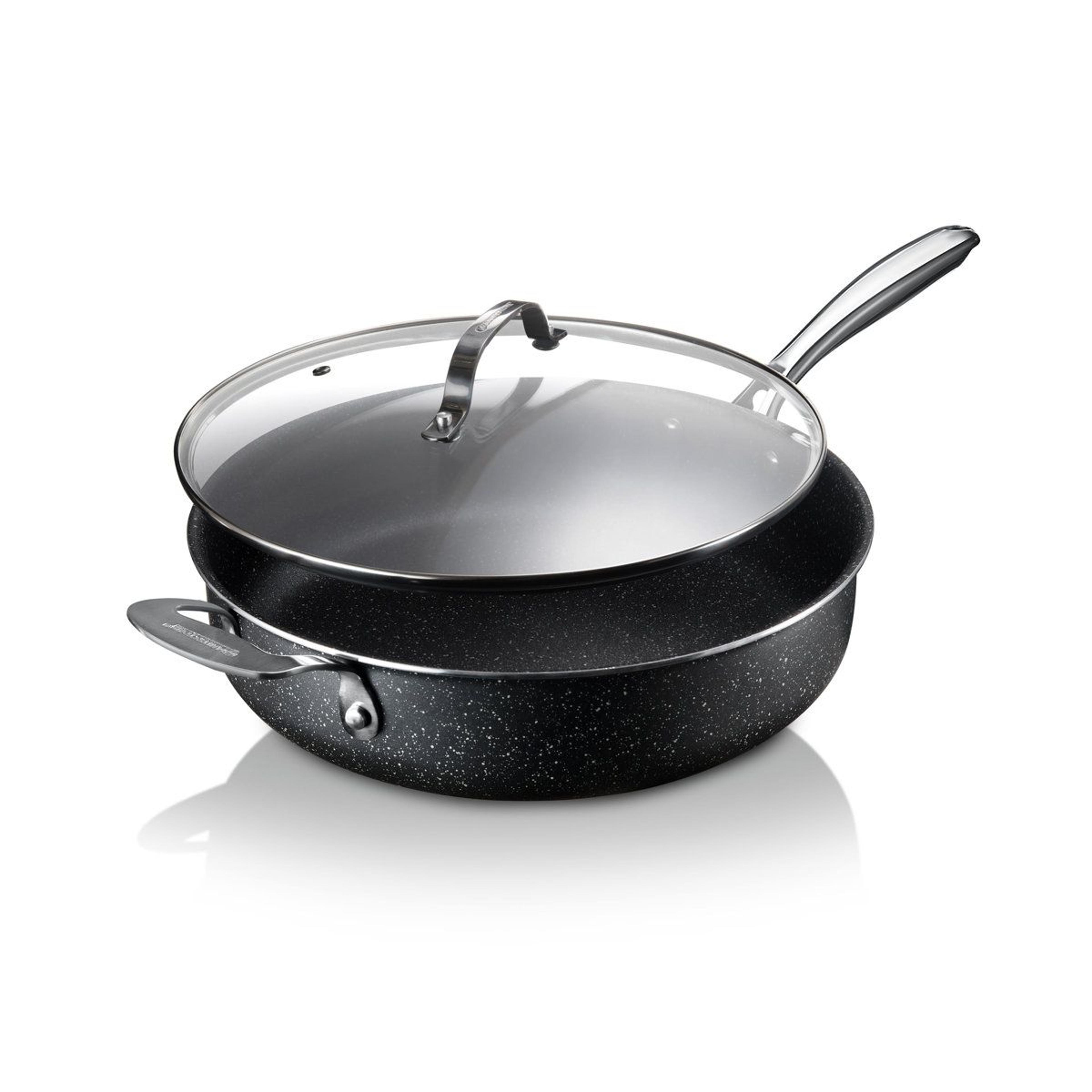 5.5 quart nonstick deep saute pan with glass lid oven safe jumbo cooker