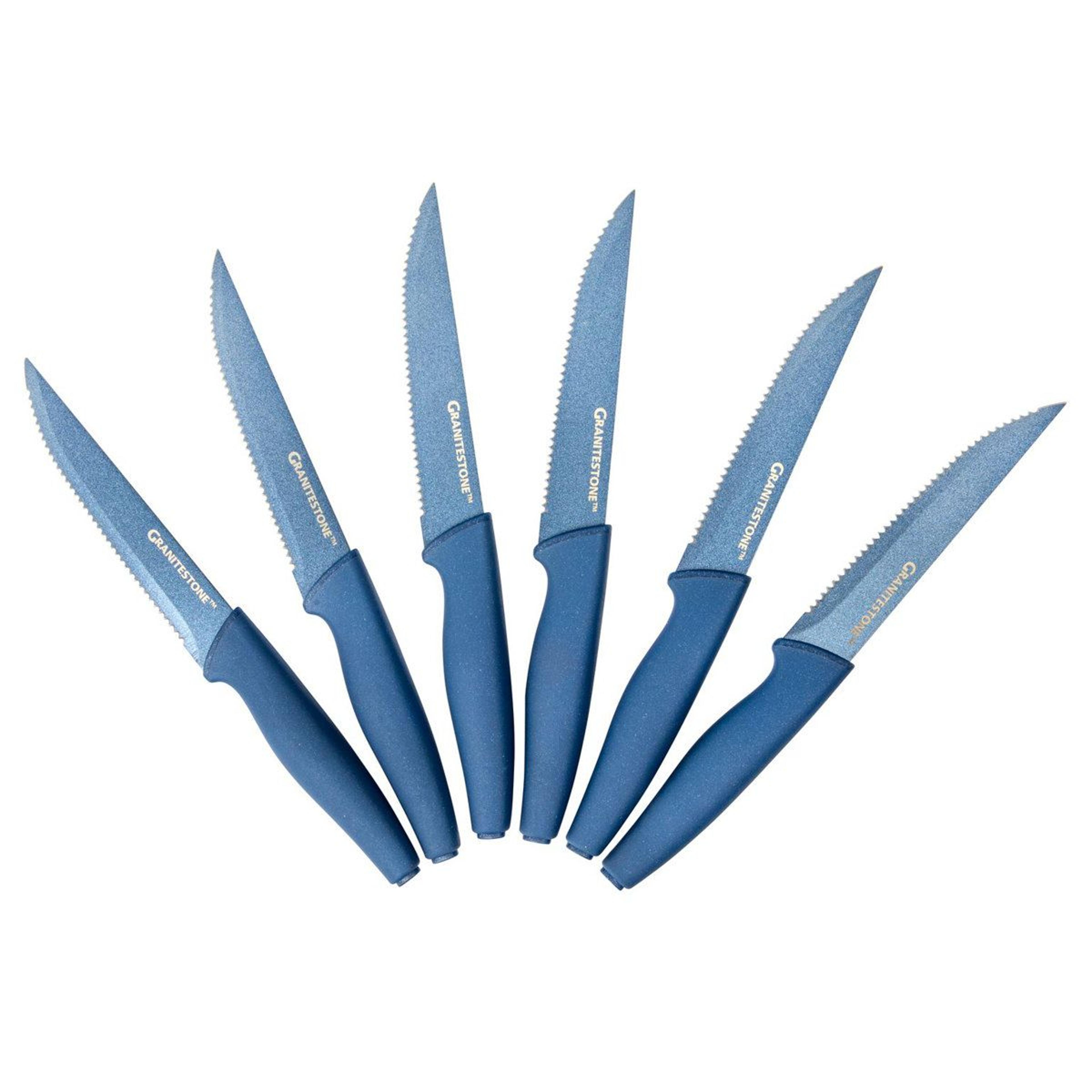 6 piece serrated stainless steel steak knife set with nonstick blades