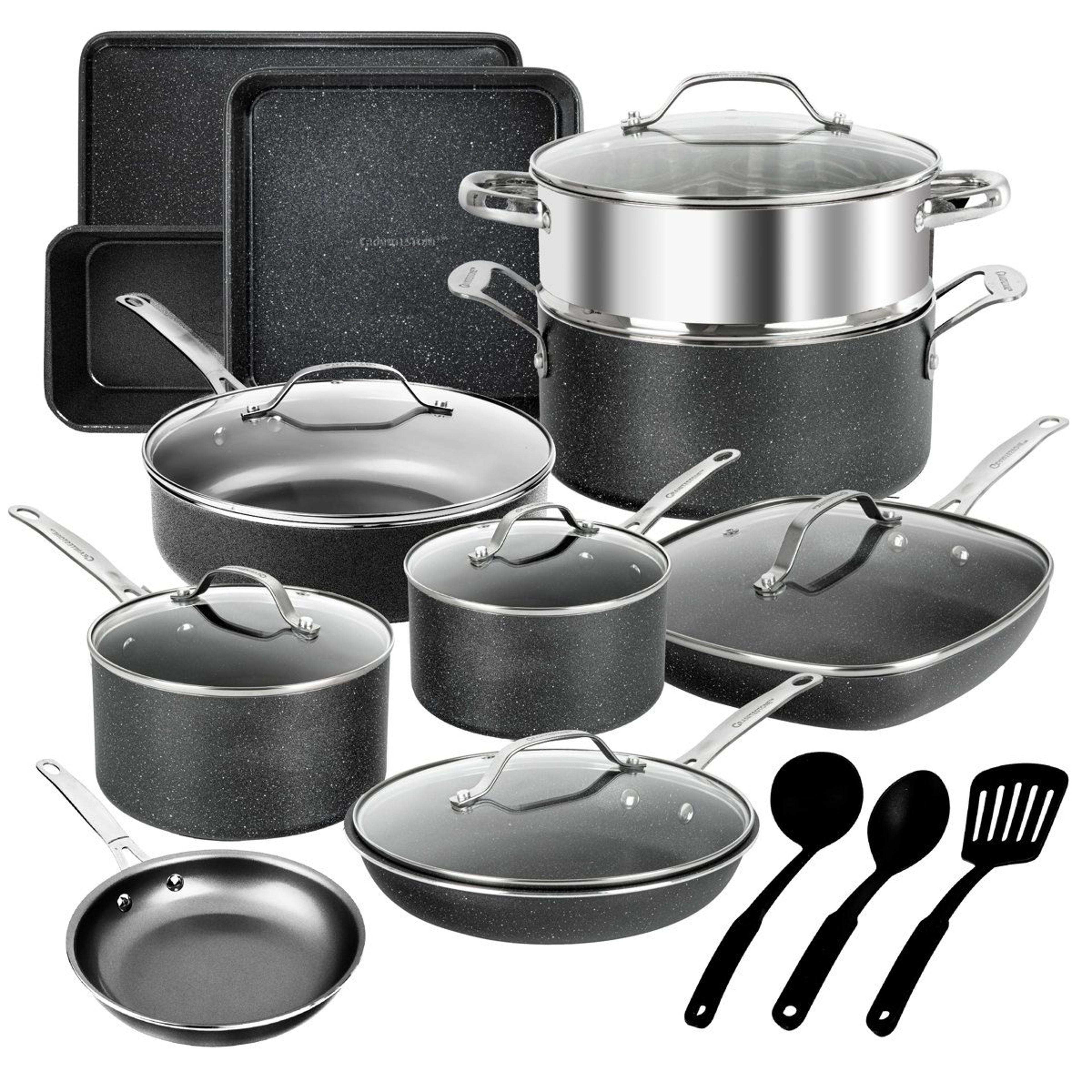 20 piece nonstick cookware set with bakeware diamond reinforced kitchen pots and pans