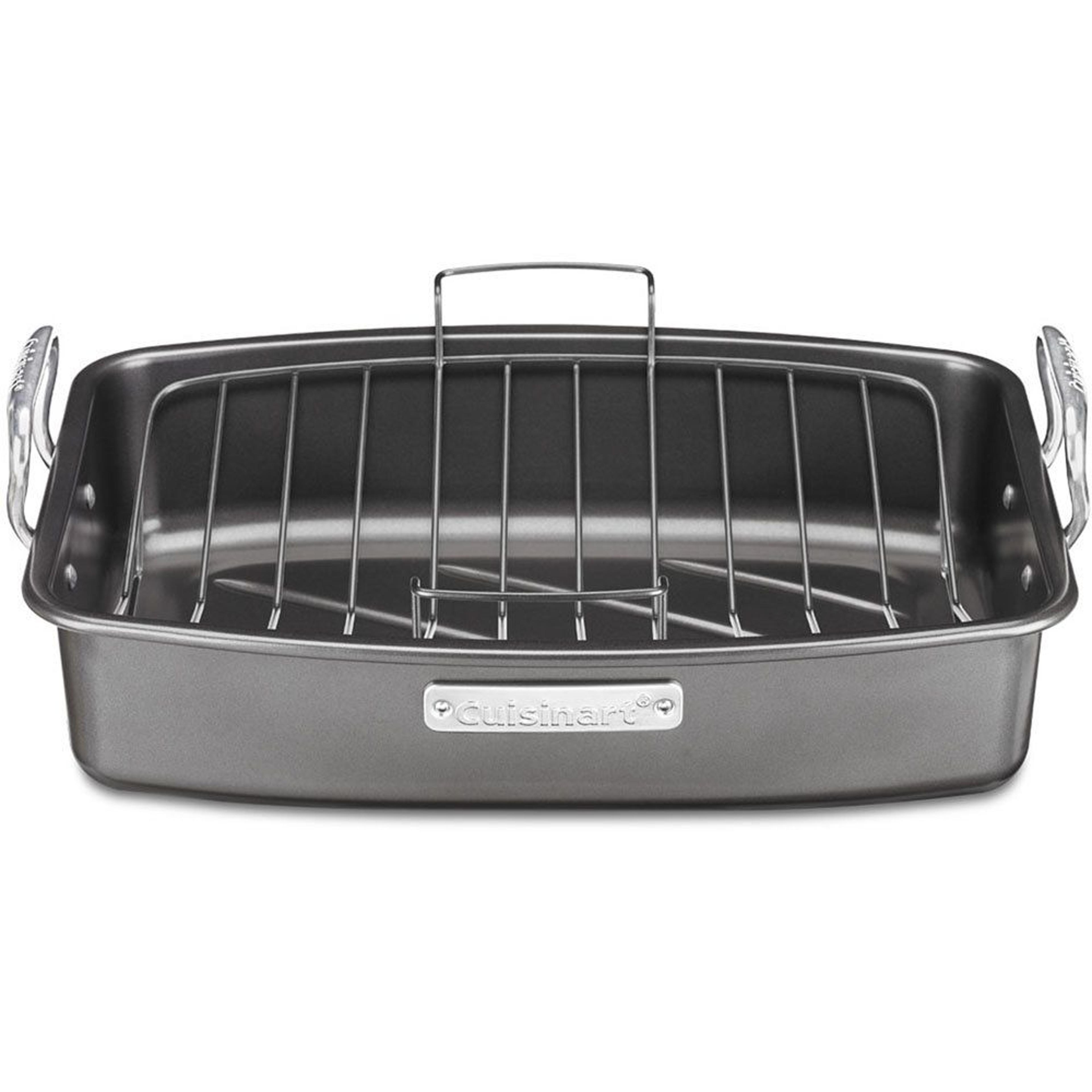 17 inch nonstick roasting pan with v rack for turkey and large roasts