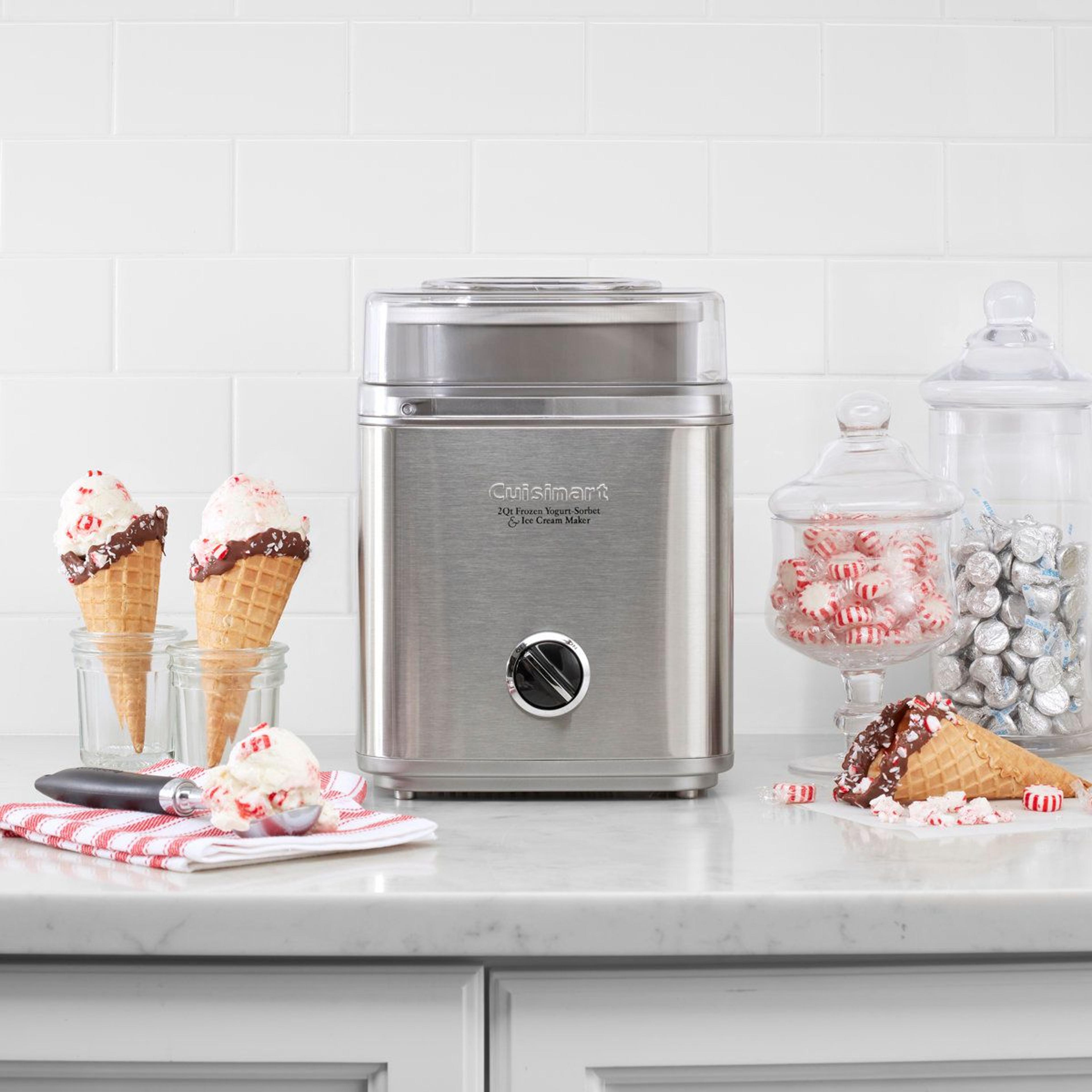 2 quart automatic ice cream maker with freezer bowl for sorbet and frozen yogurt