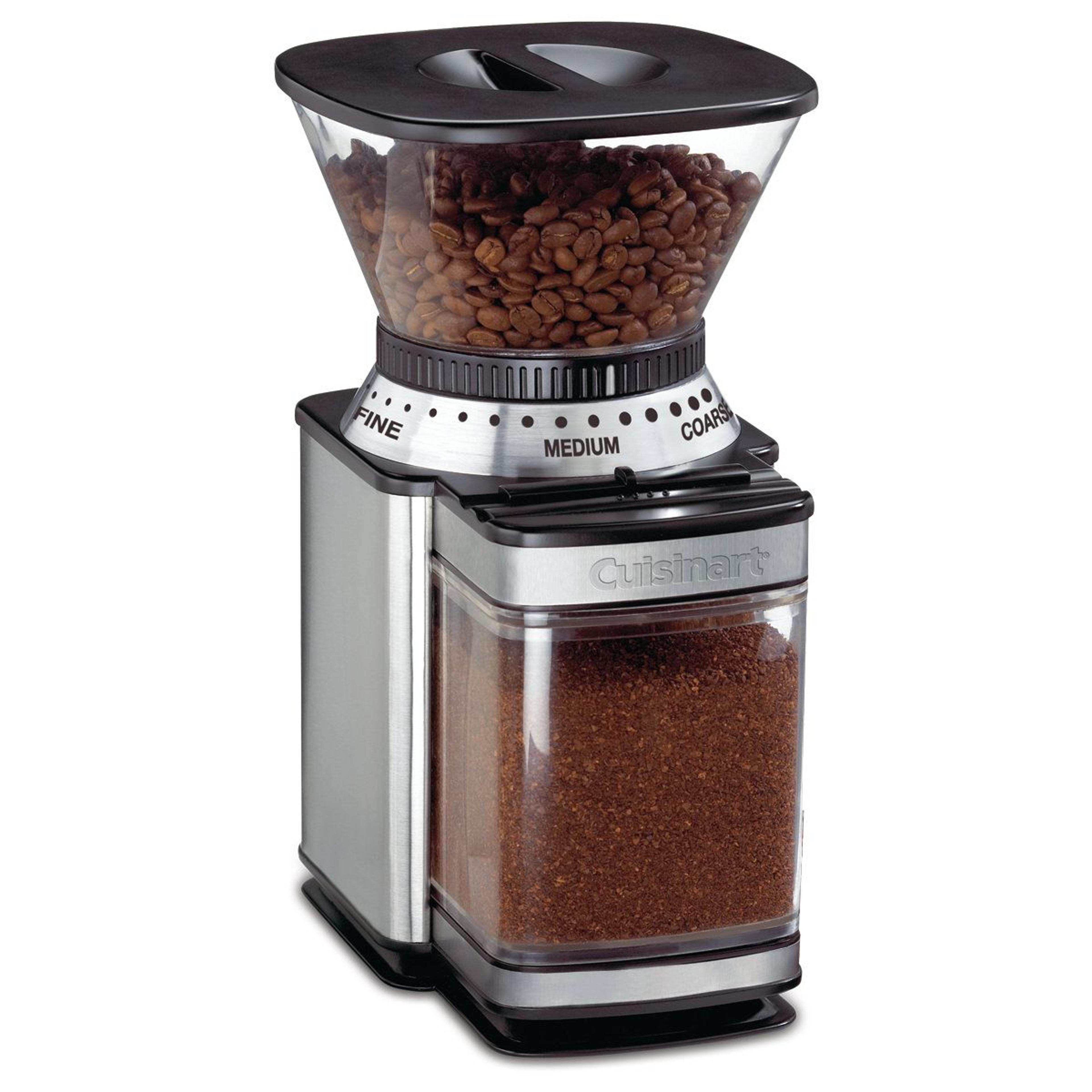automatic burr coffee grinder with 18 grind settings and one touch control