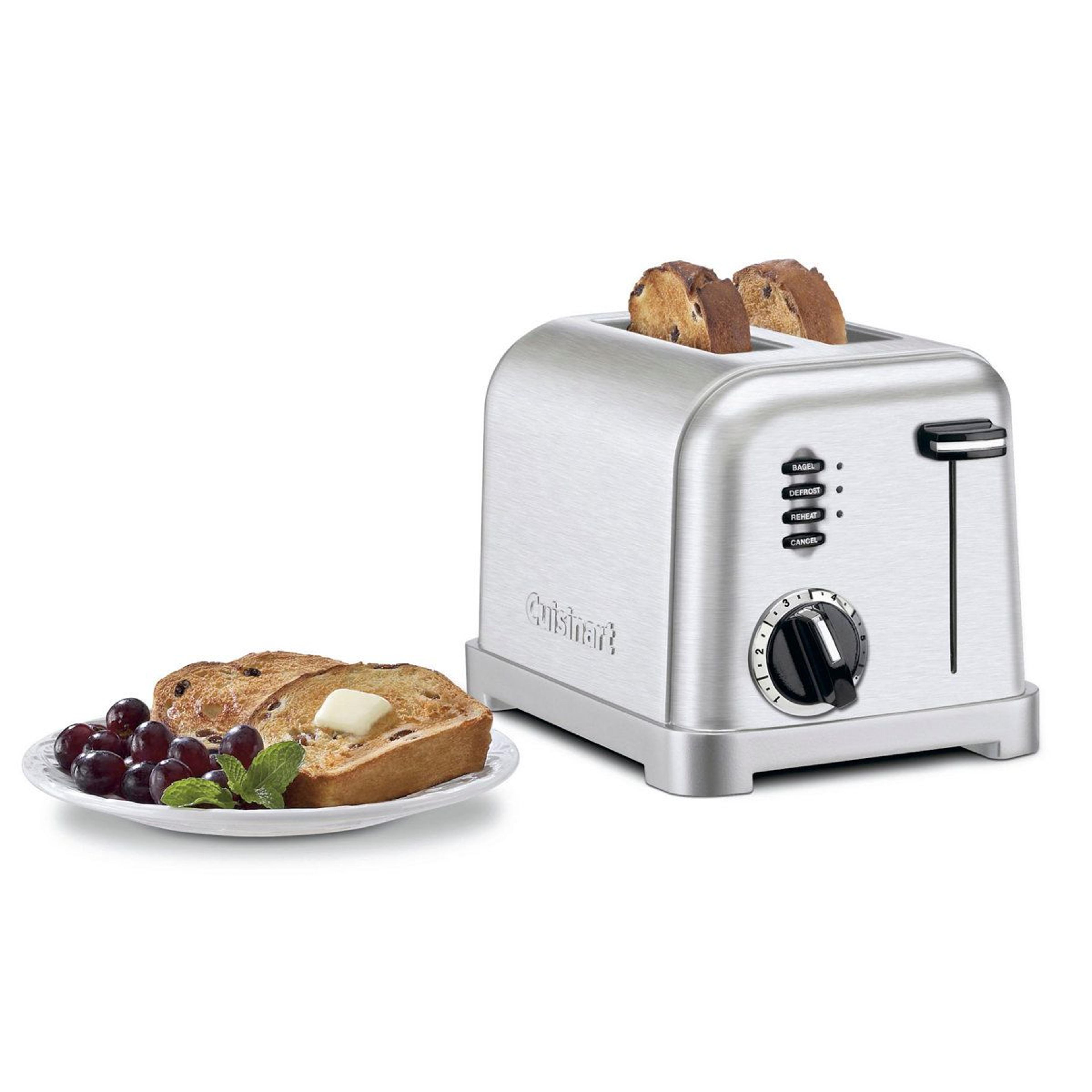 2 slice stainless steel toaster wide slot toaster with 6 browning settings