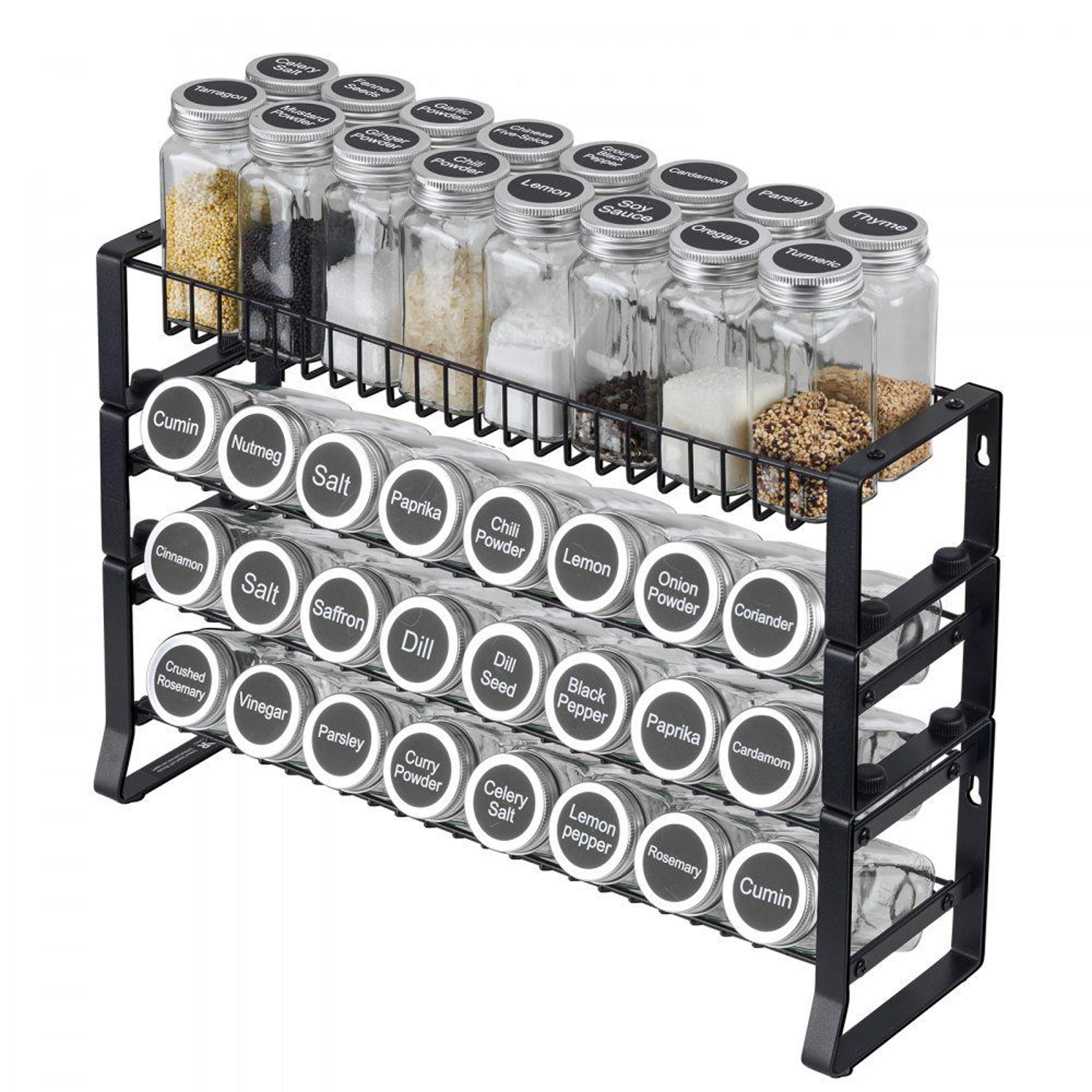 adjustable 2 tier spice rack organizer for countertop cabinet and wall storage