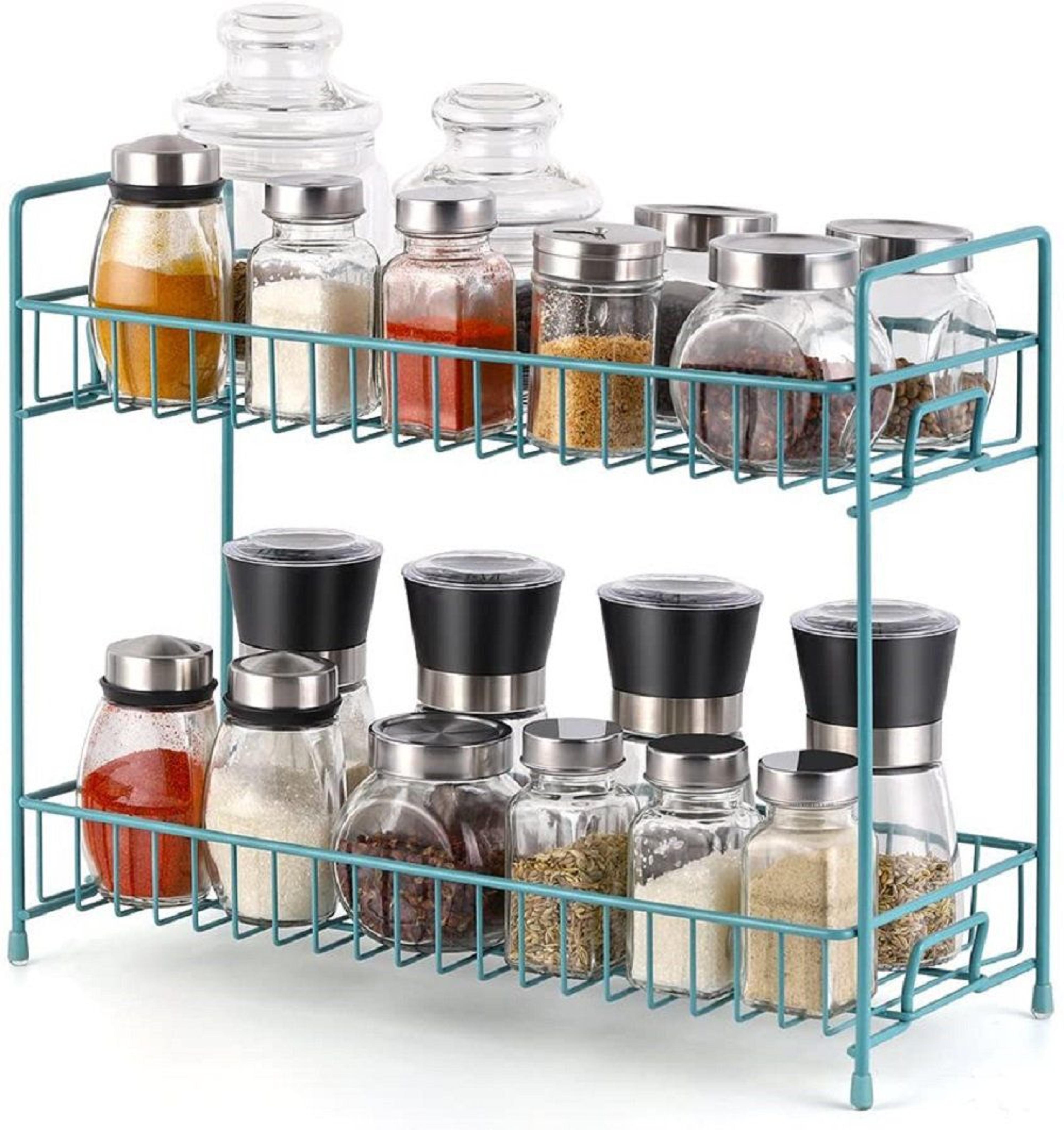 freestanding metal spice rack countertop organizer for 12 jars