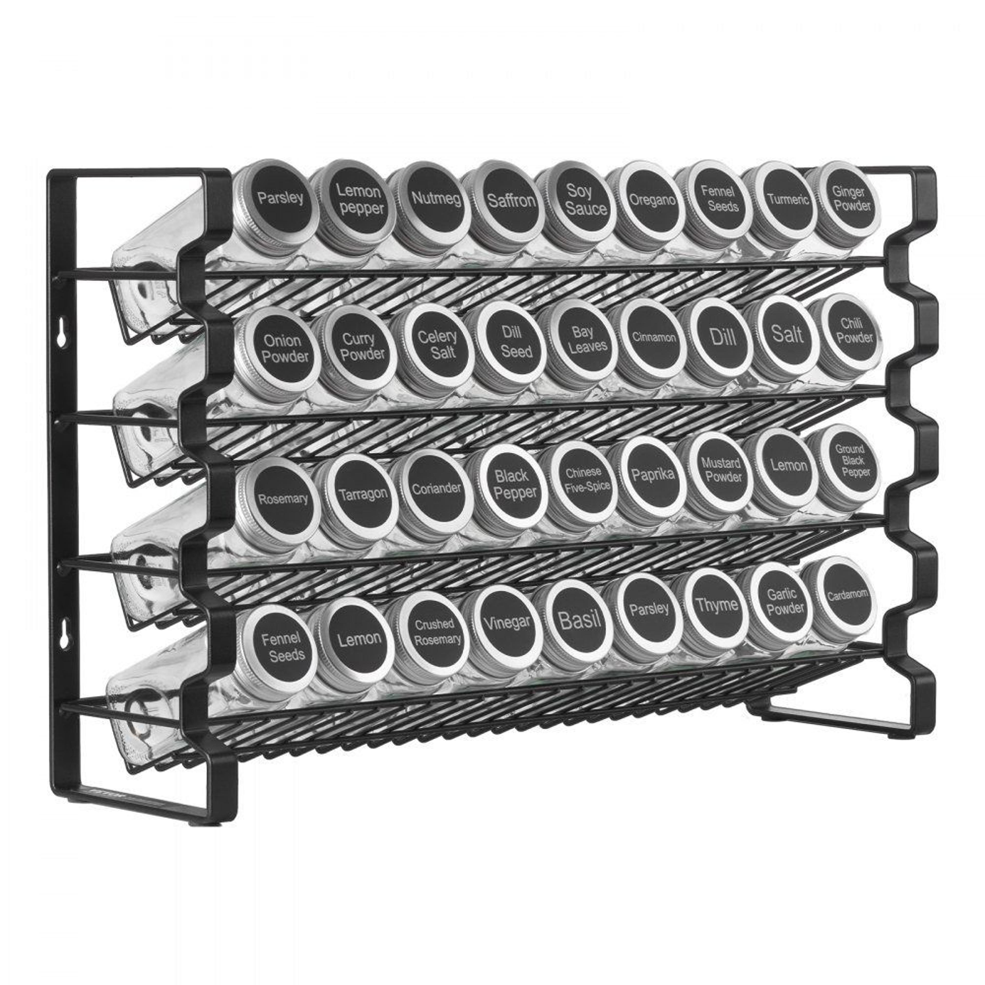 36 jar spice rack organizer with 4 tier countertop and wall mounted storage