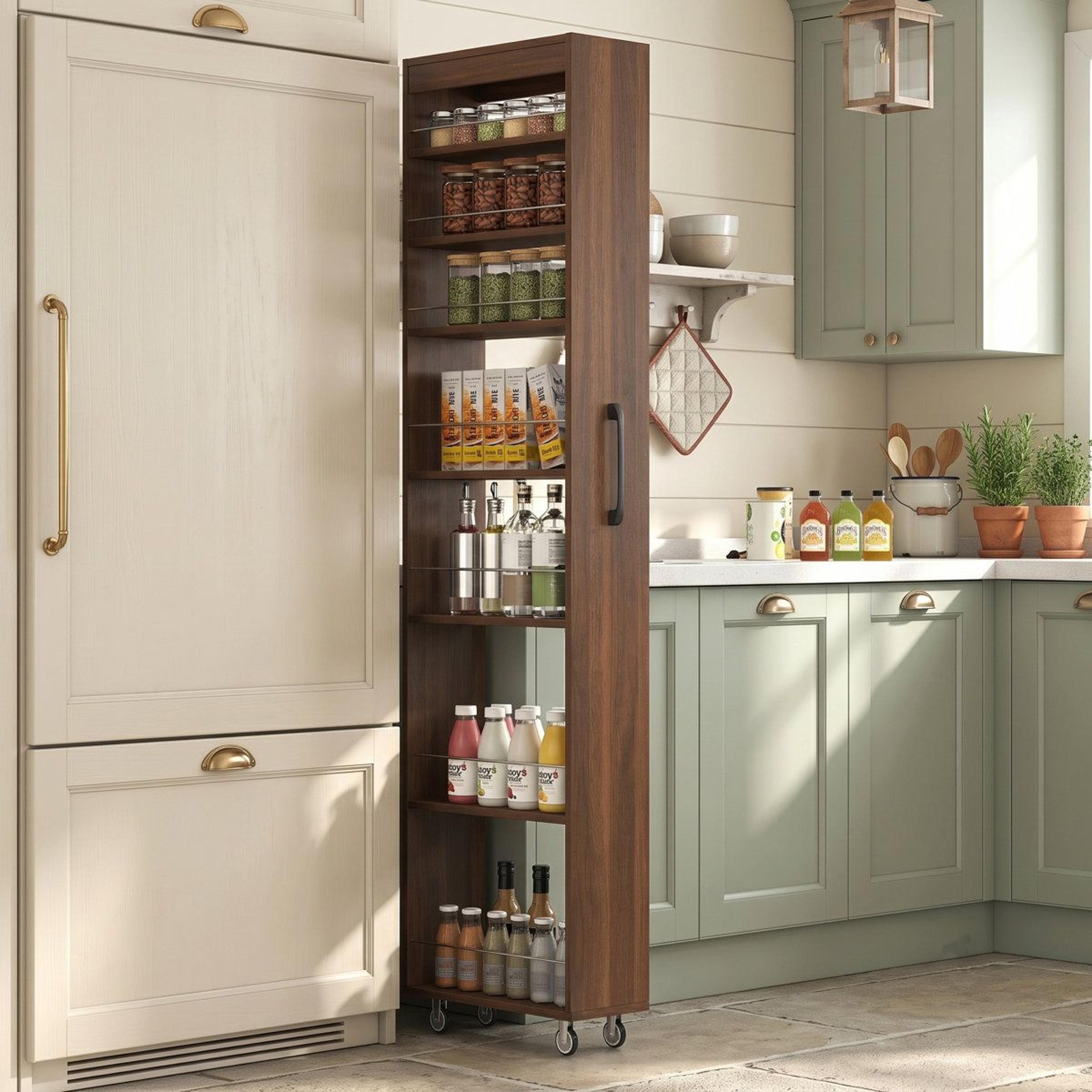 7 tier slim rolling spice rack organizer narrow kitchen pantry storage cart