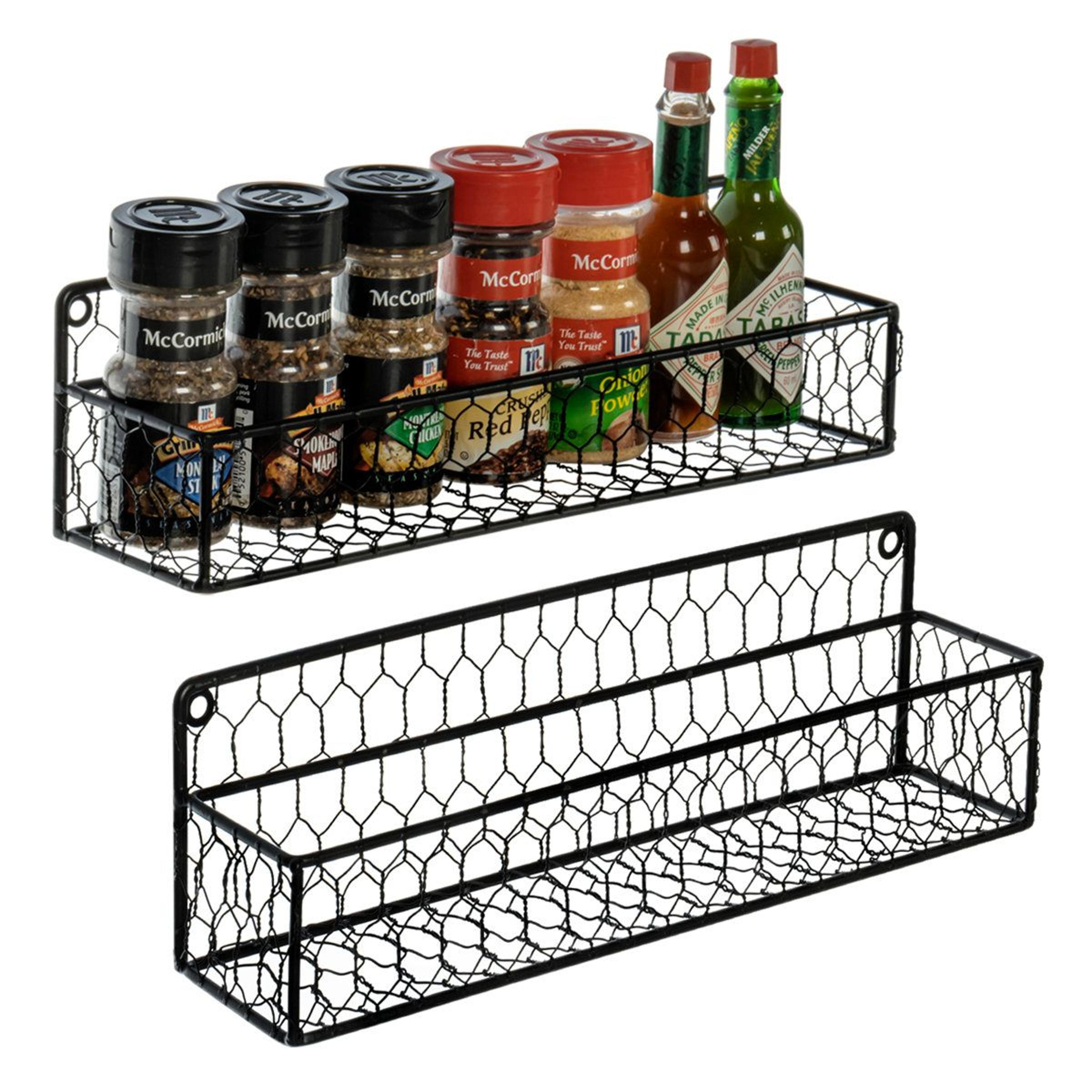 wall mounted metal spice rack set space saving kitchen spice organizer