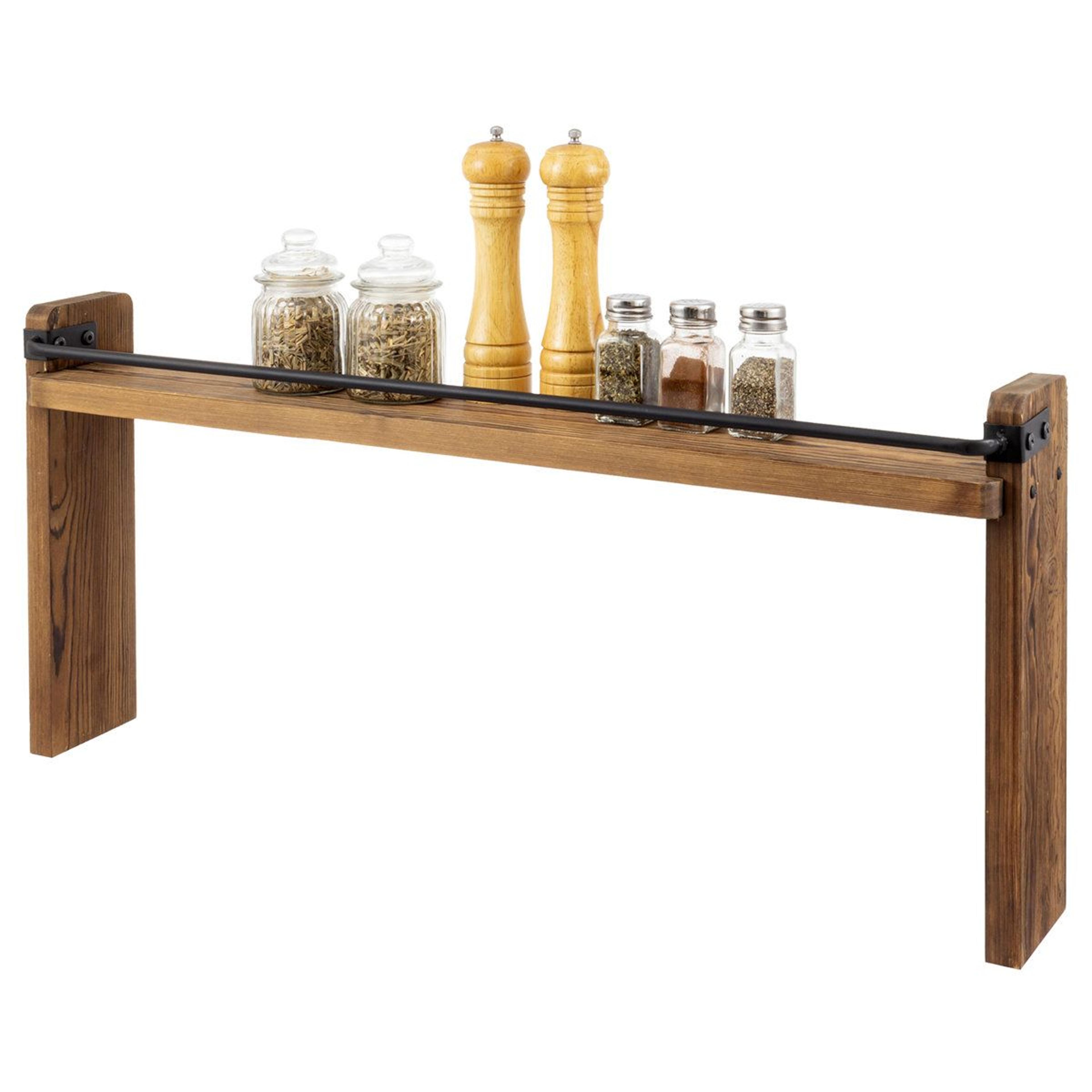 24 jar rustic wooden over the stove spice rack 33 inch kitchen organizer