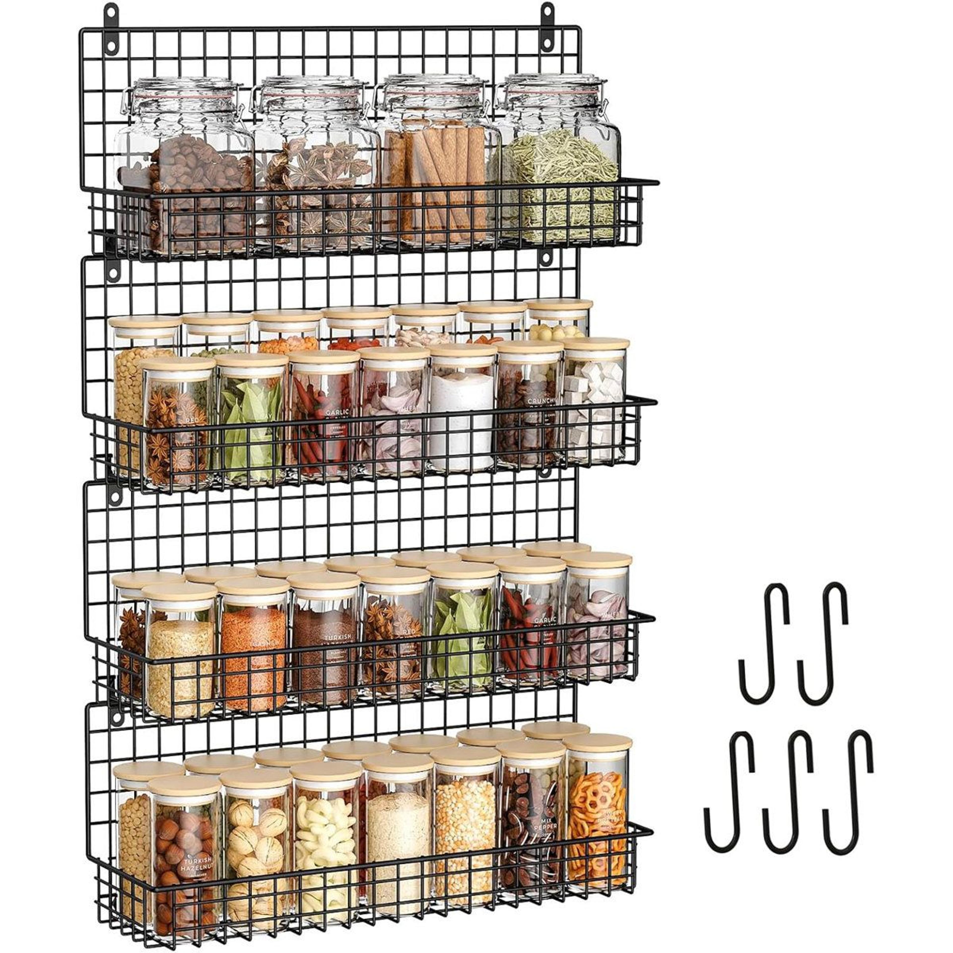 large 4 tier wall mounted spice rack organizer for kitchen pantry storage
