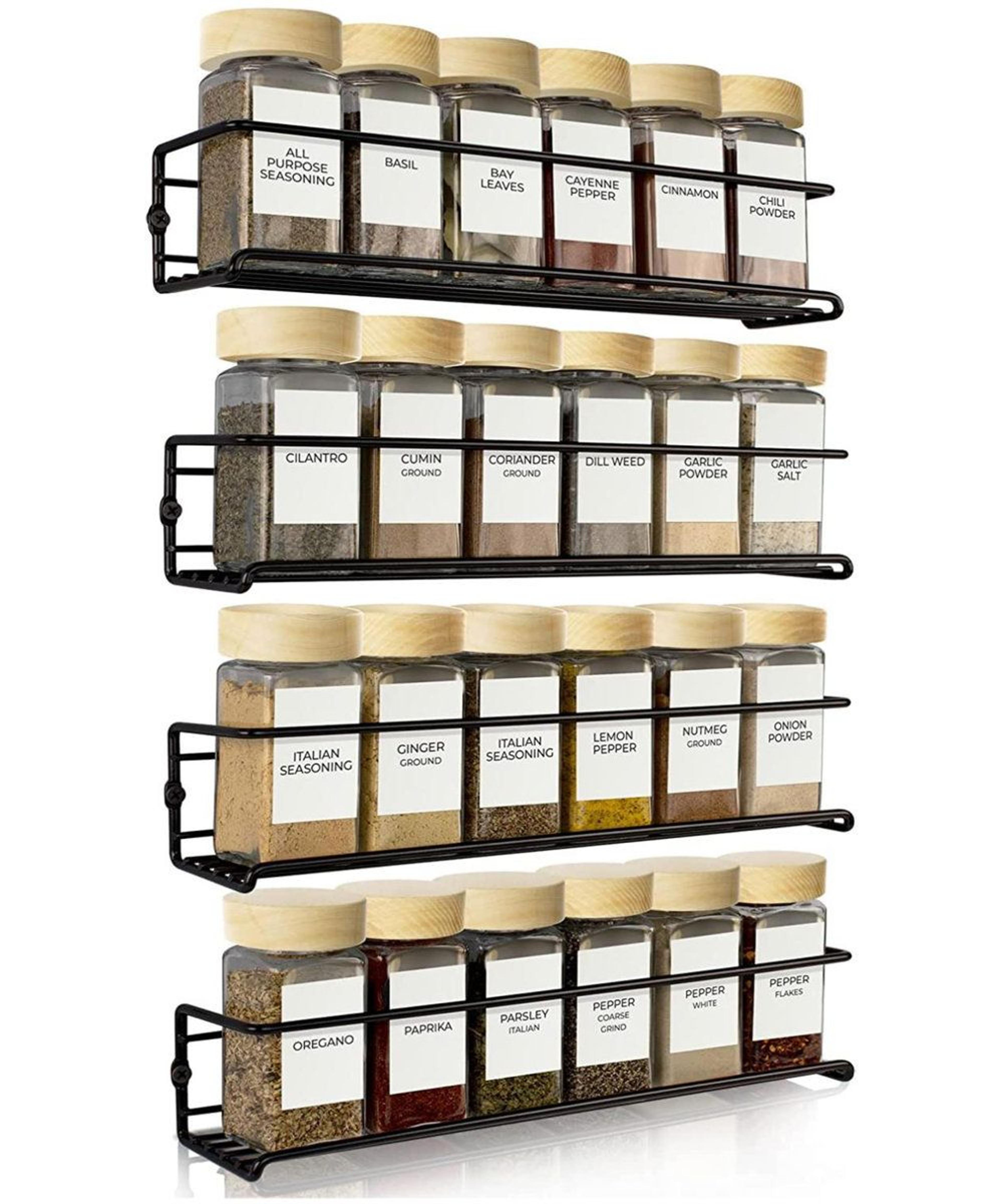 wall mounted spice rack organizer set of 4 for kitchen pantry storage