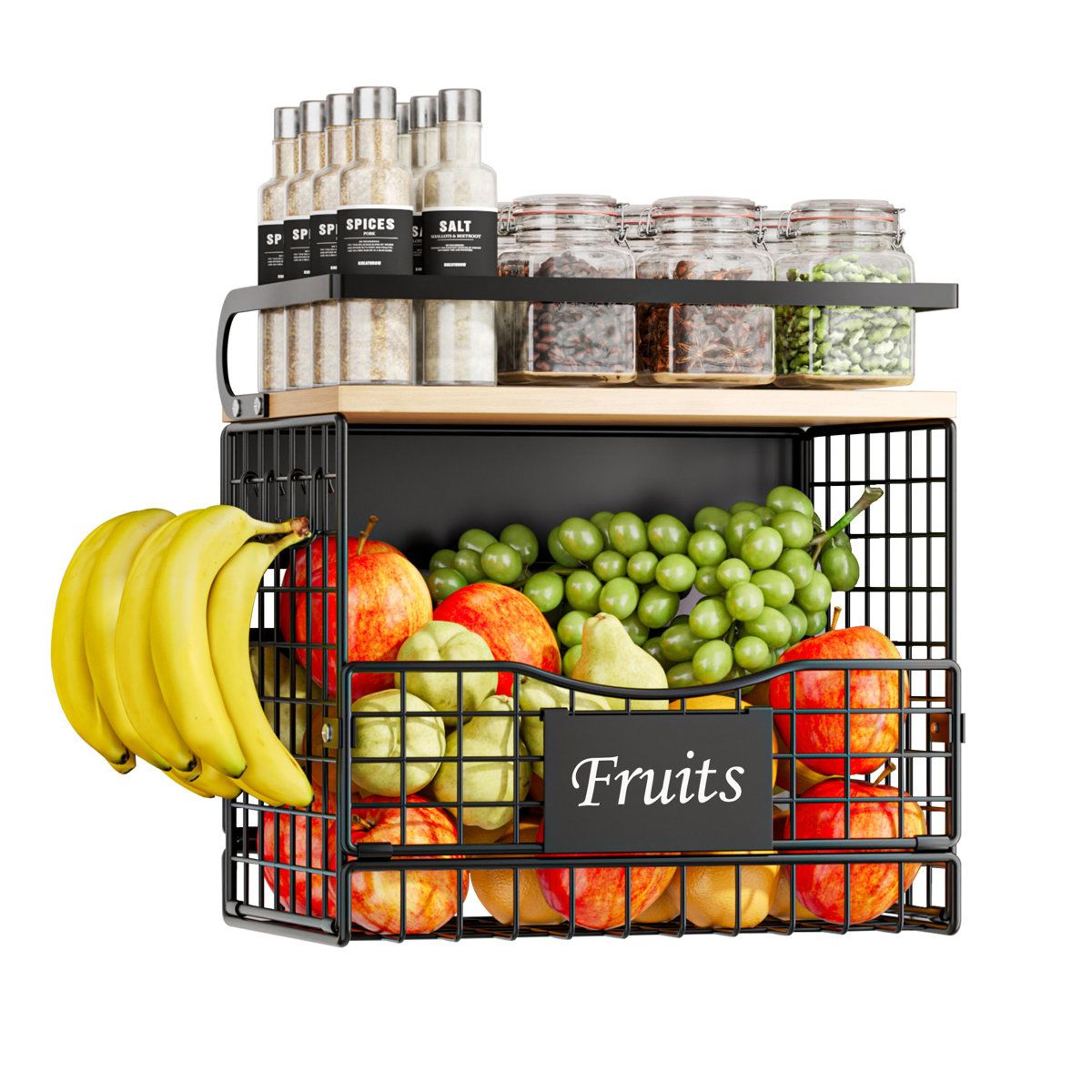 space saving magnetic refrigerator organizer with wood lid and spice rack
