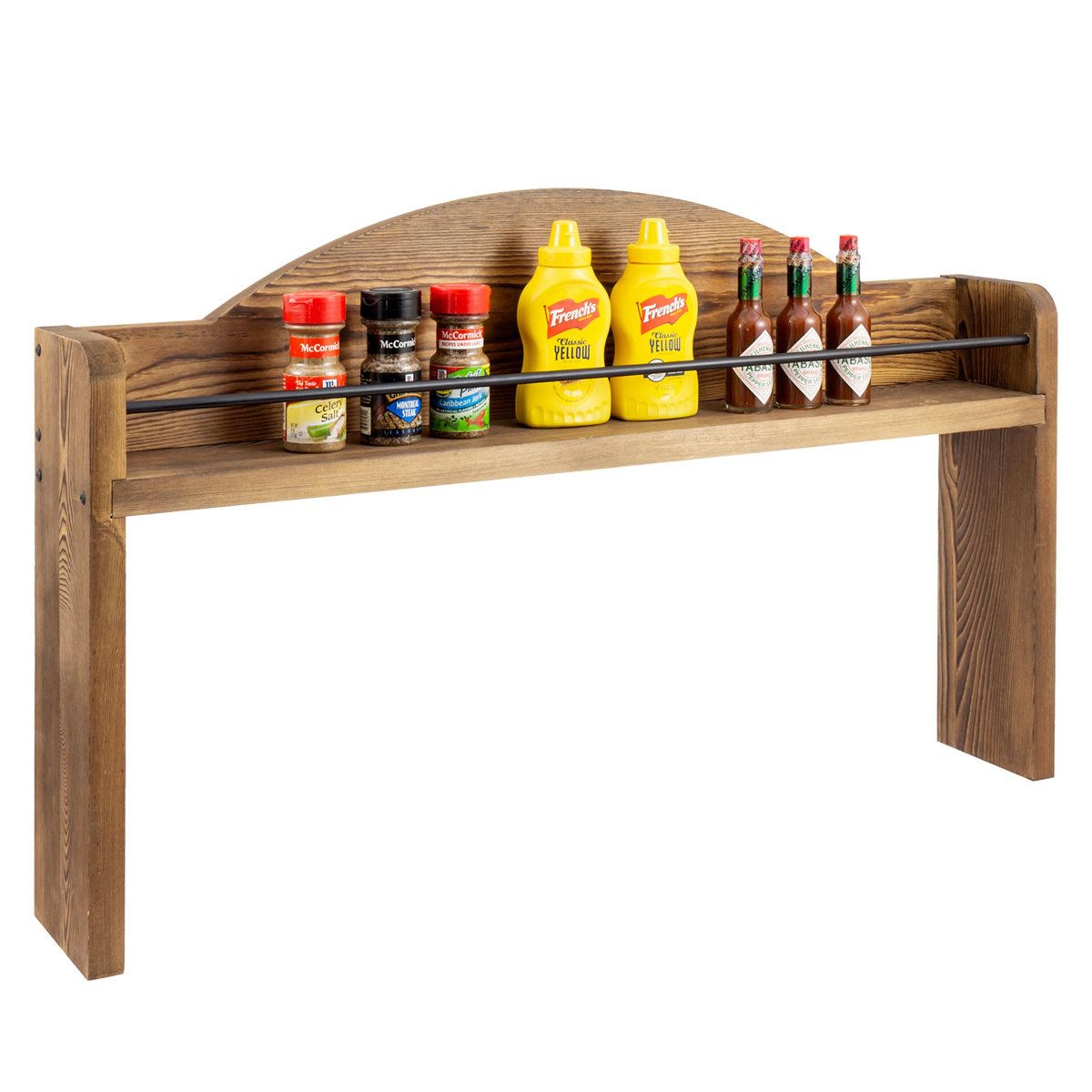 33 inch over stove wooden spice rack kitchen counter organizer shelf