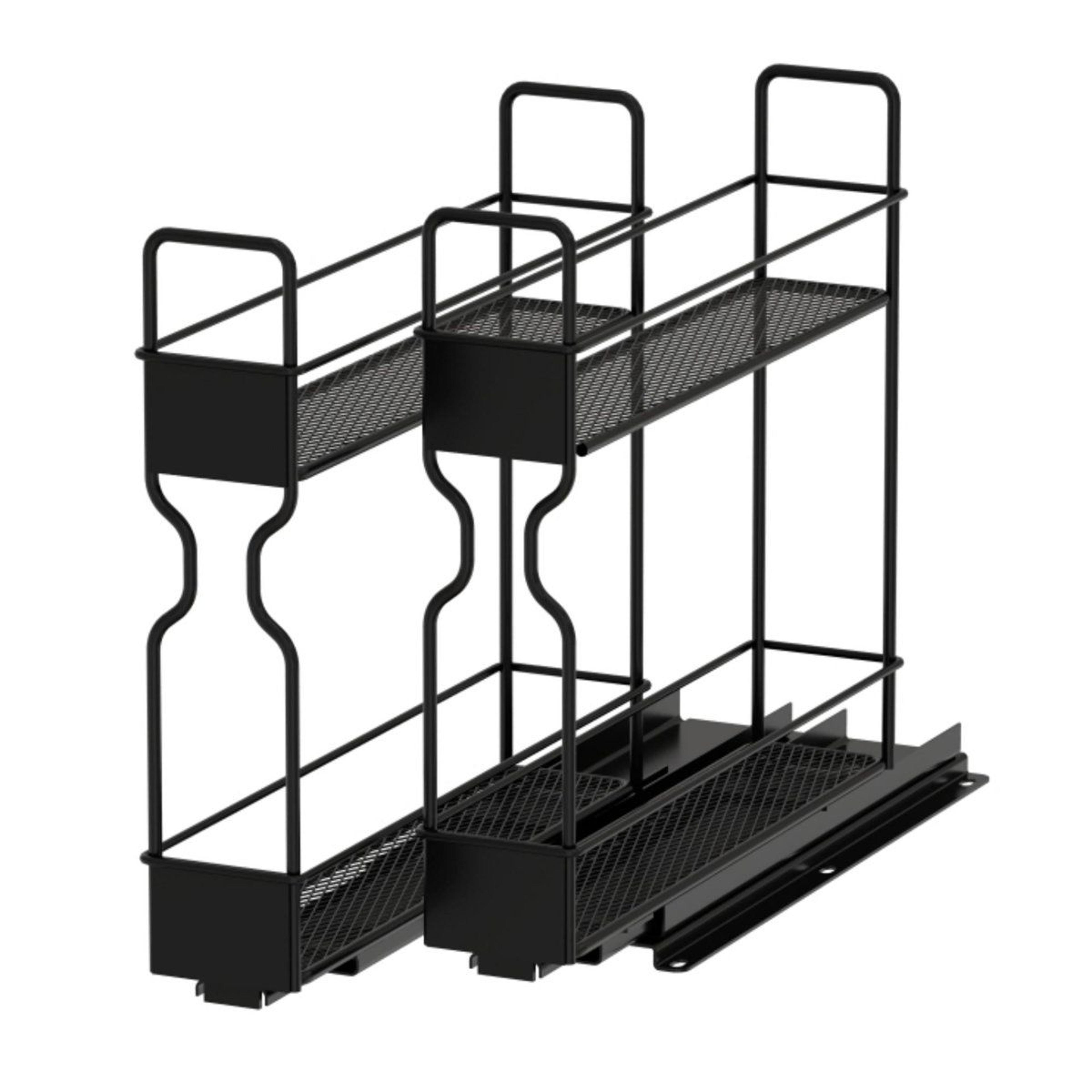 2 tier pull out spice rack cabinet organizer with sliding drawers and labels
