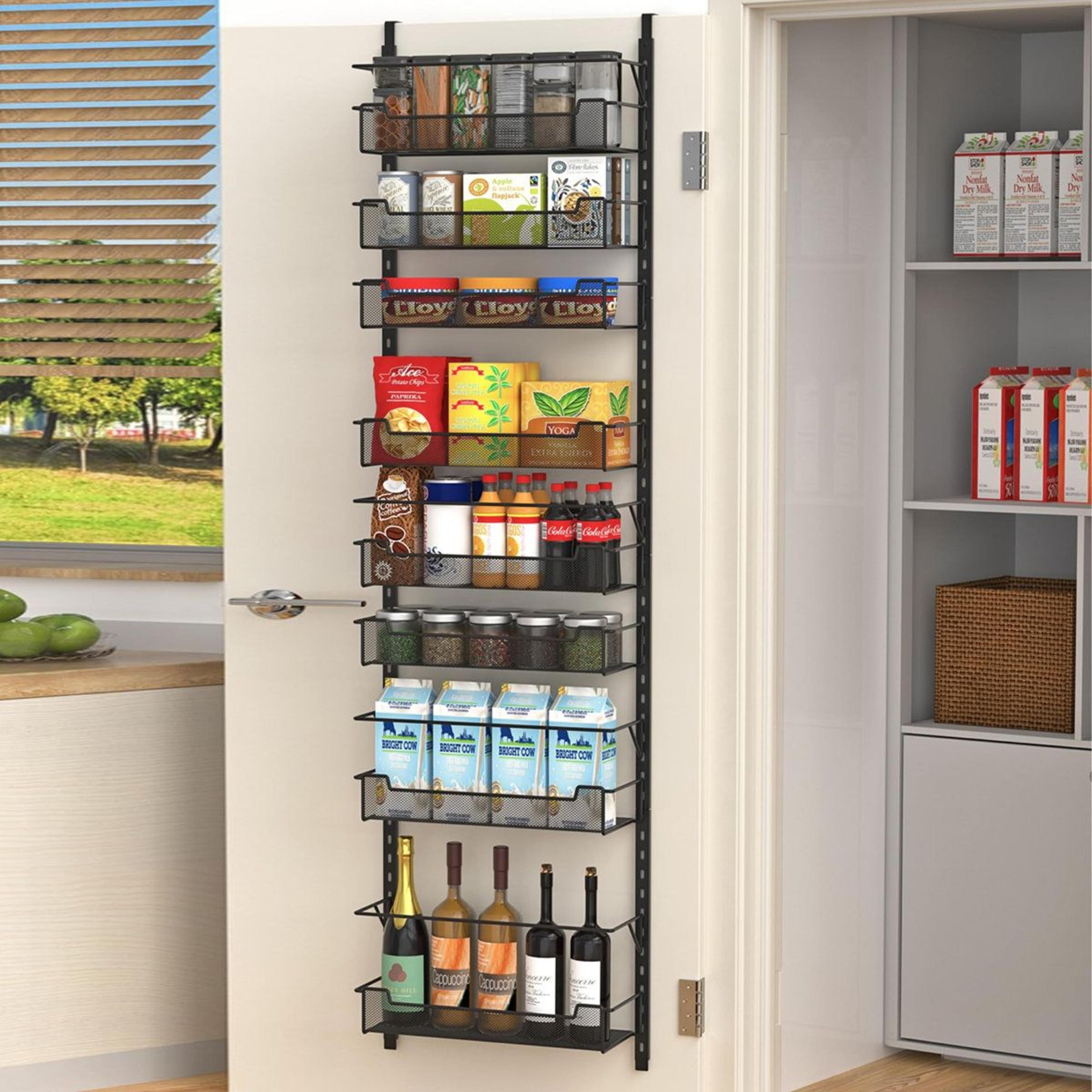 8 tier over the door pantry organizer adjustable spice rack with metal baskets