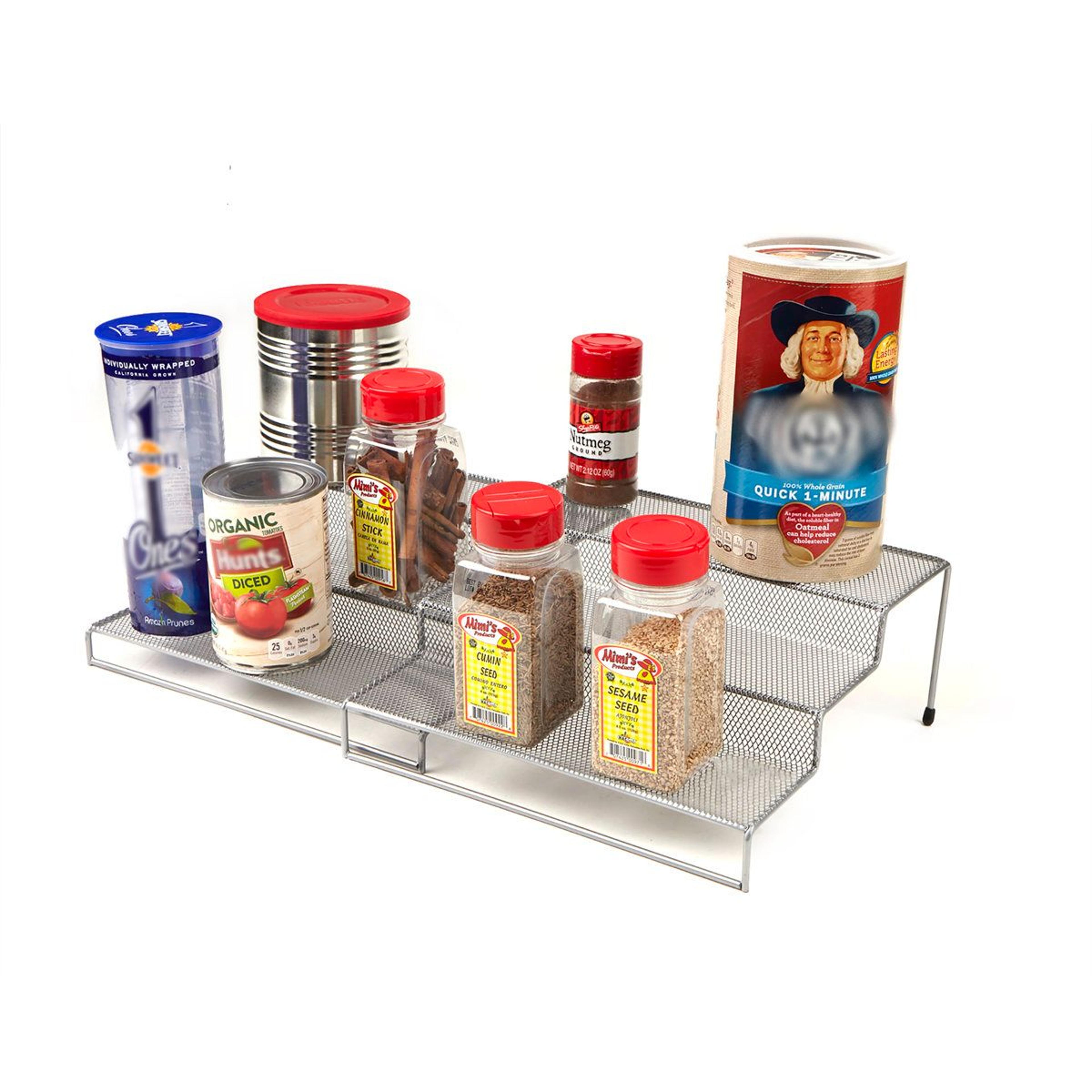 3 tier countertop spice rack stackable kitchen organizer shelf set of 2