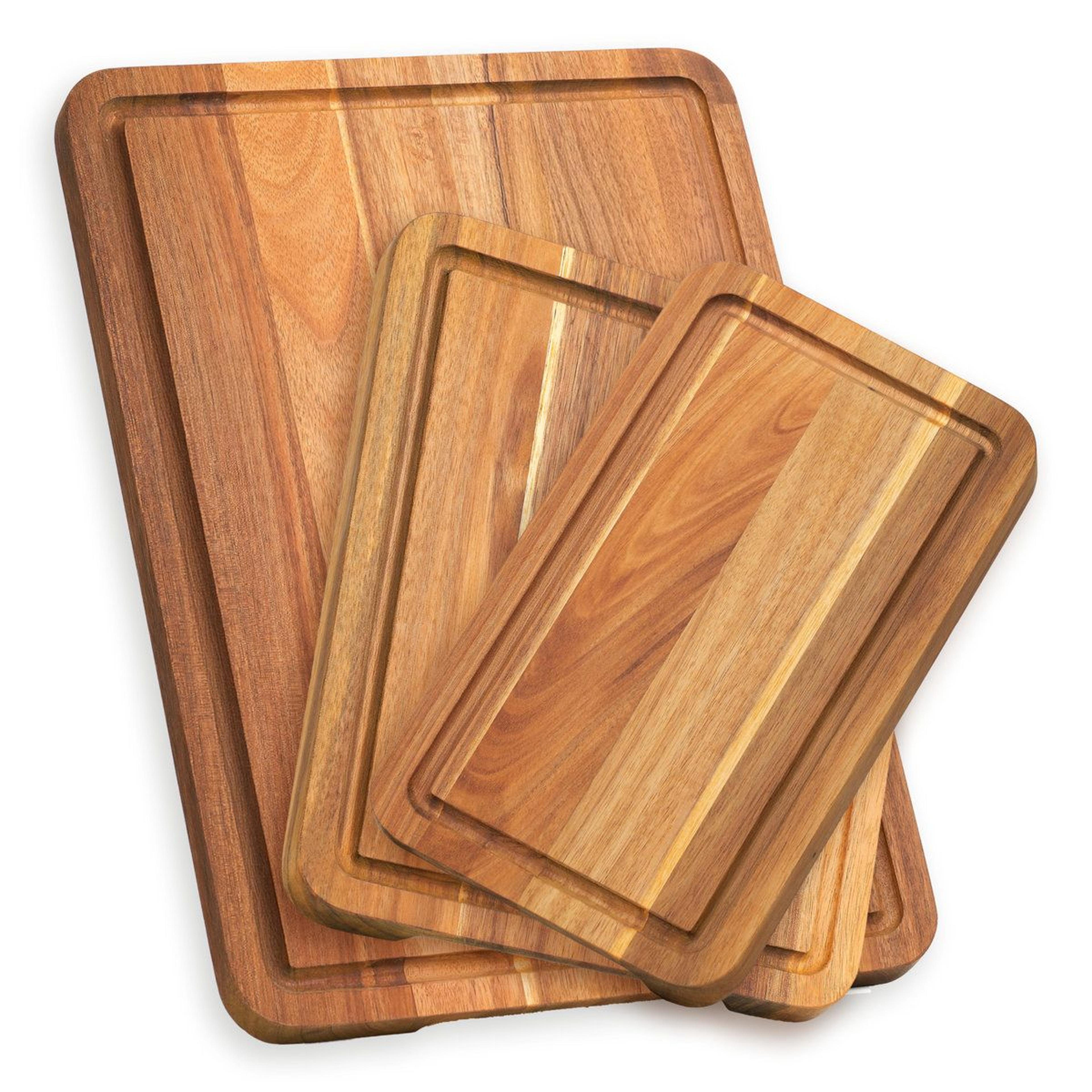 acacia wood cutting board set with juice grooves reversible serving boards