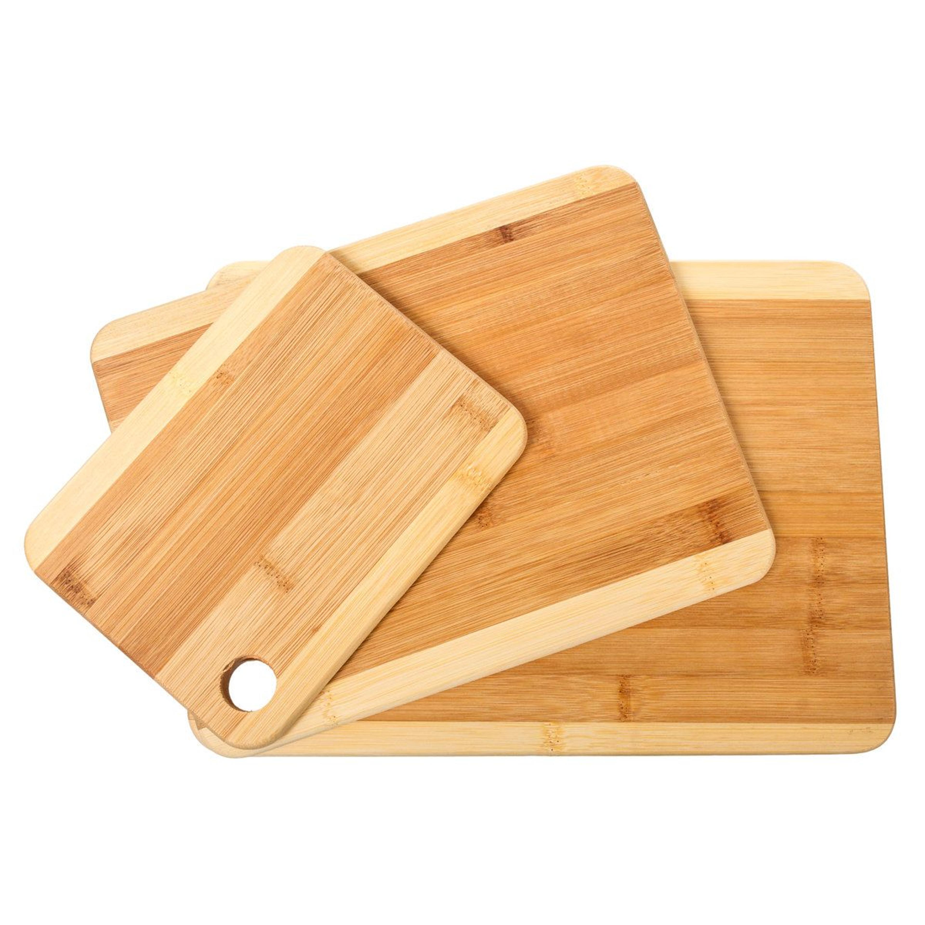 3 piece bamboo cutting board set wooden chopping boards for kitchen prep and serving