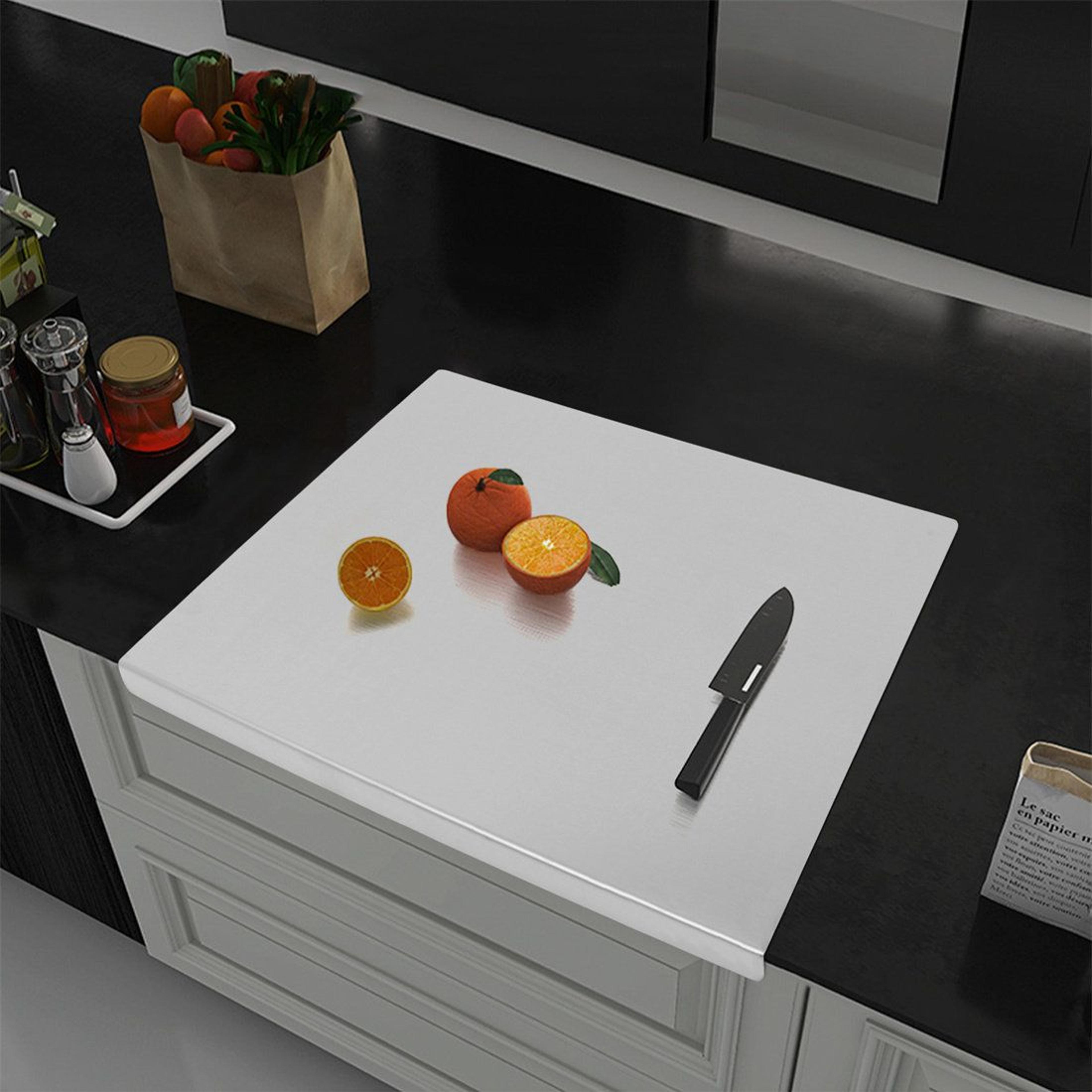 stainless steel cutting board with counter edge grip large easy clean chopping board