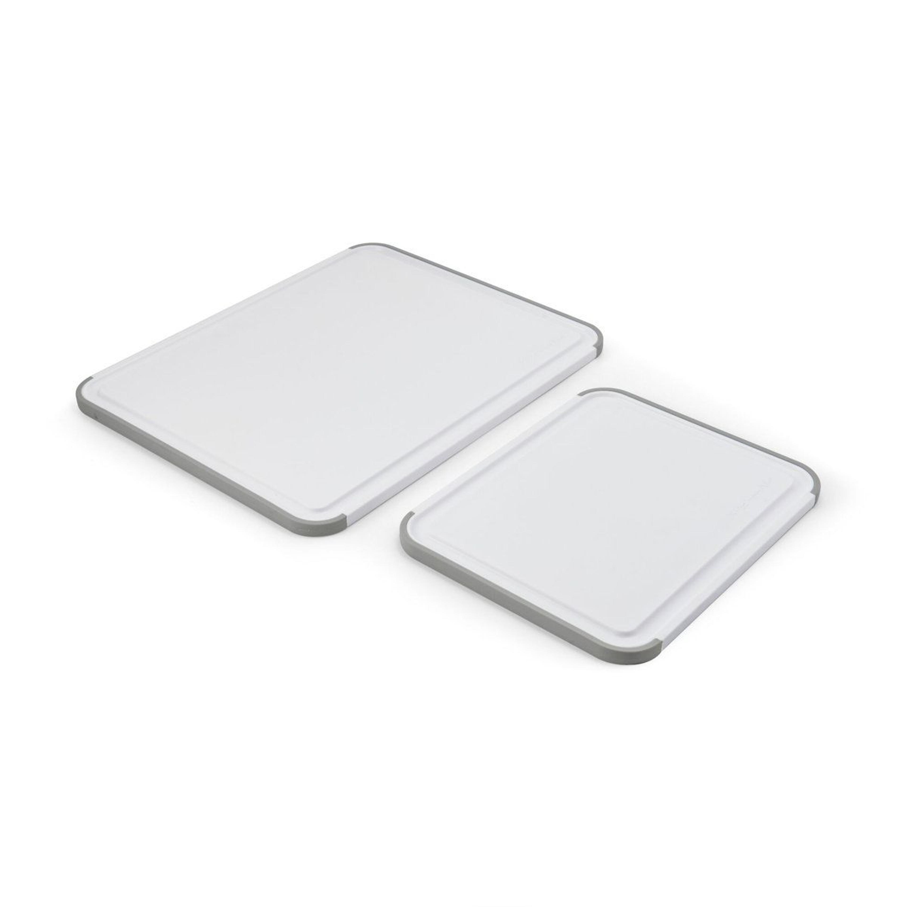 nonslip 2 piece plastic cutting board set with juice grooves and reversible surfaces