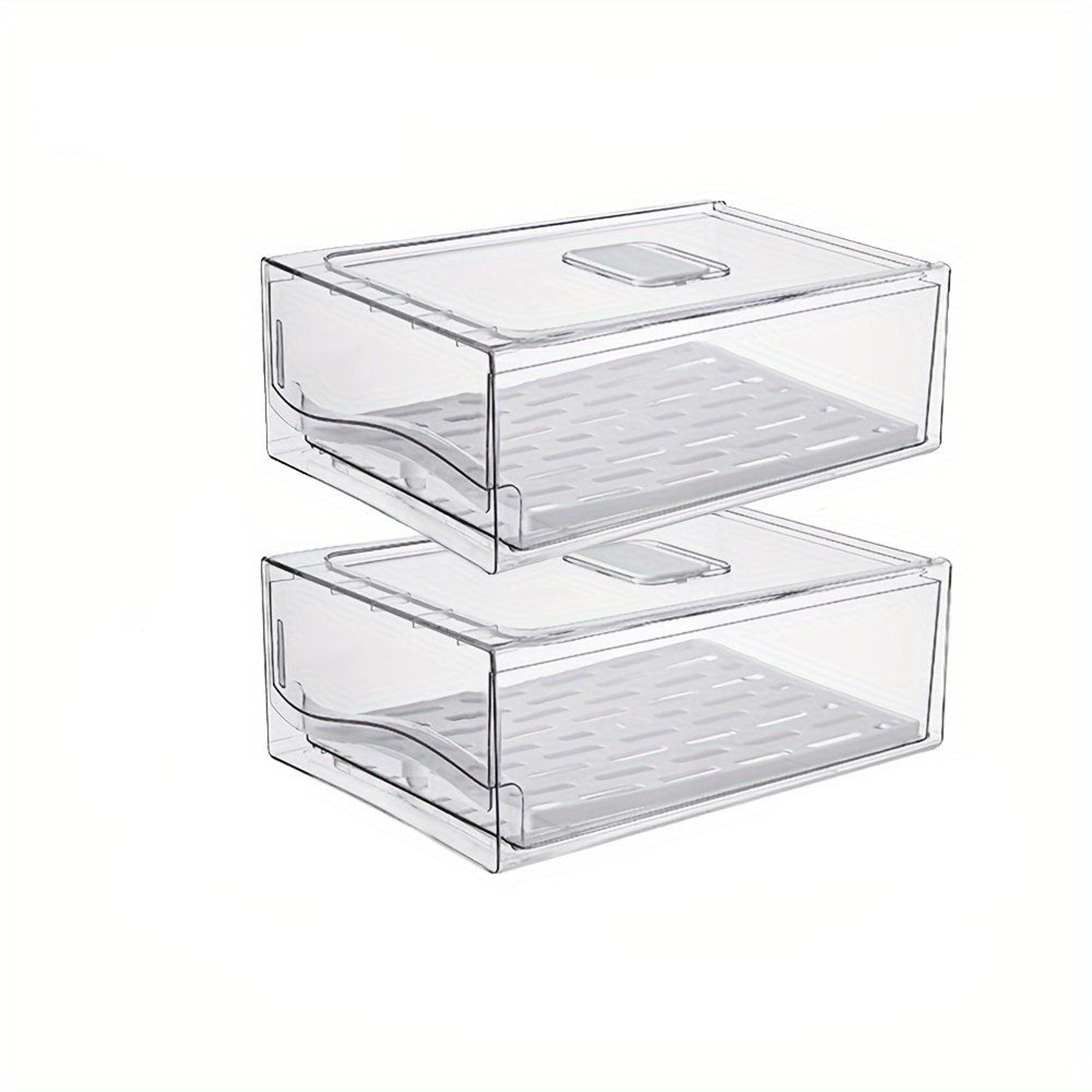 large clear refrigerator organizer bins stackable food storage containers set of 2