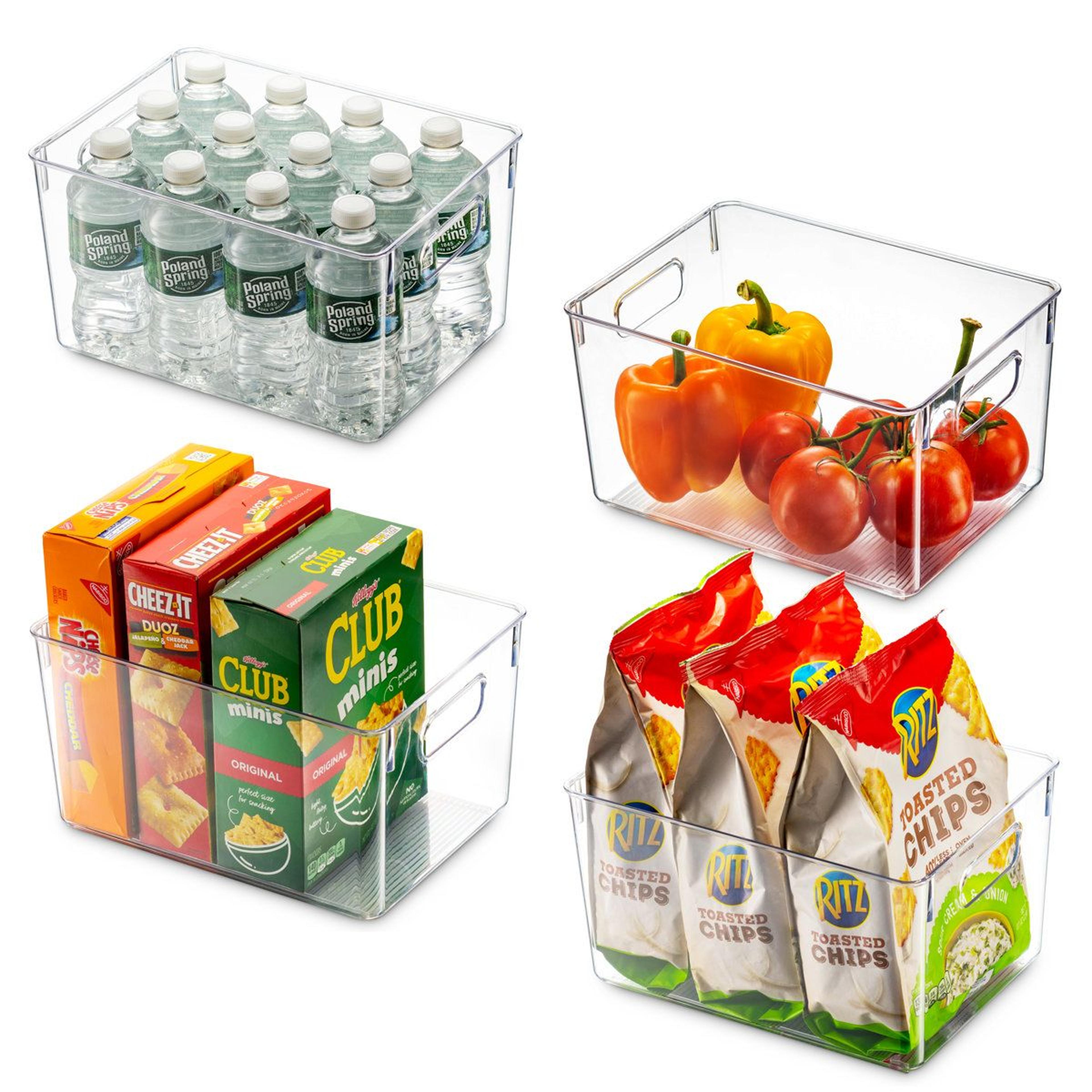 clear refrigerator organizer bins 4 piece bpa free food storage container set
