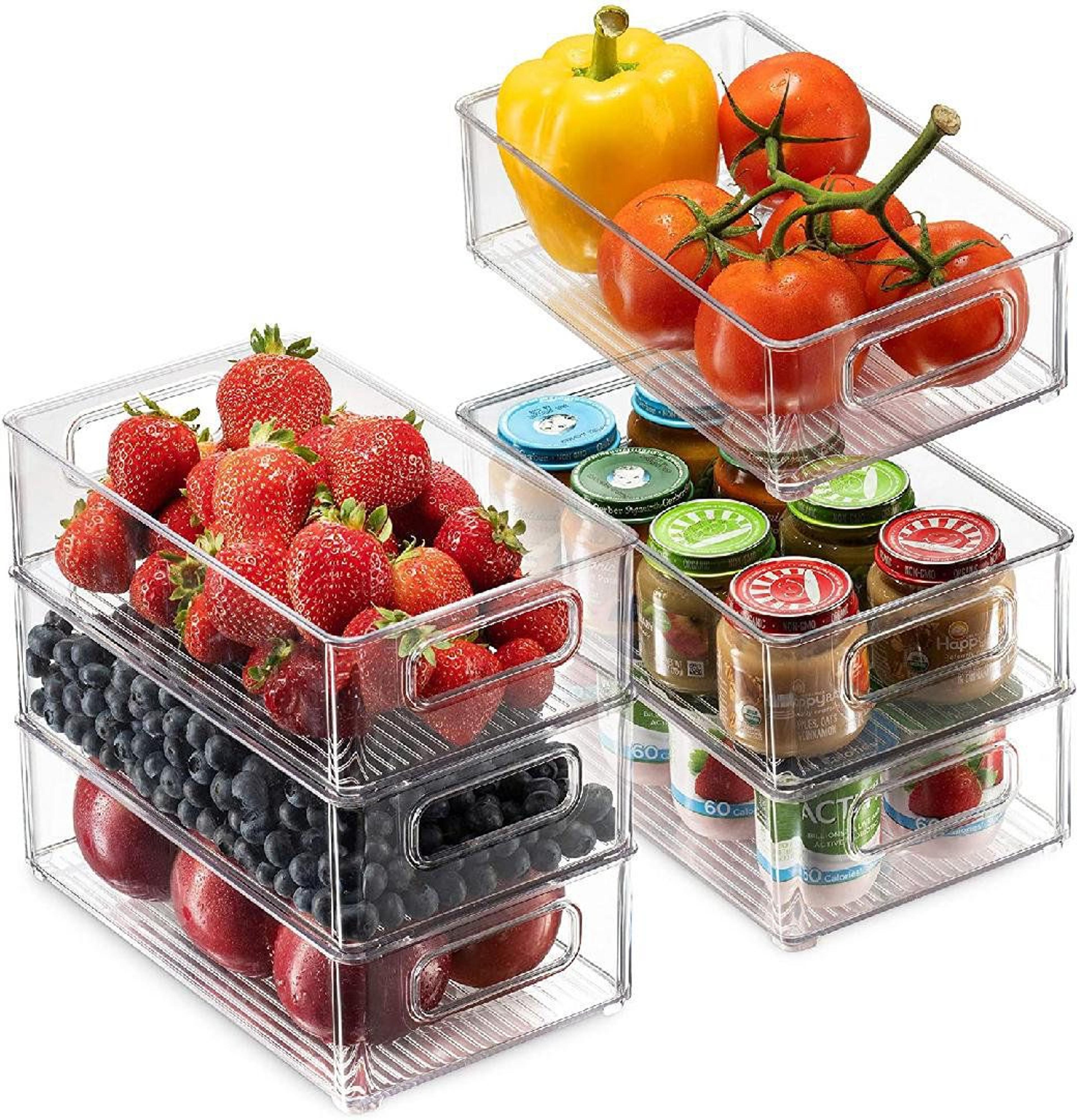 clear refrigerator food storage containers 6 piece freezer safe kitchen organizer set