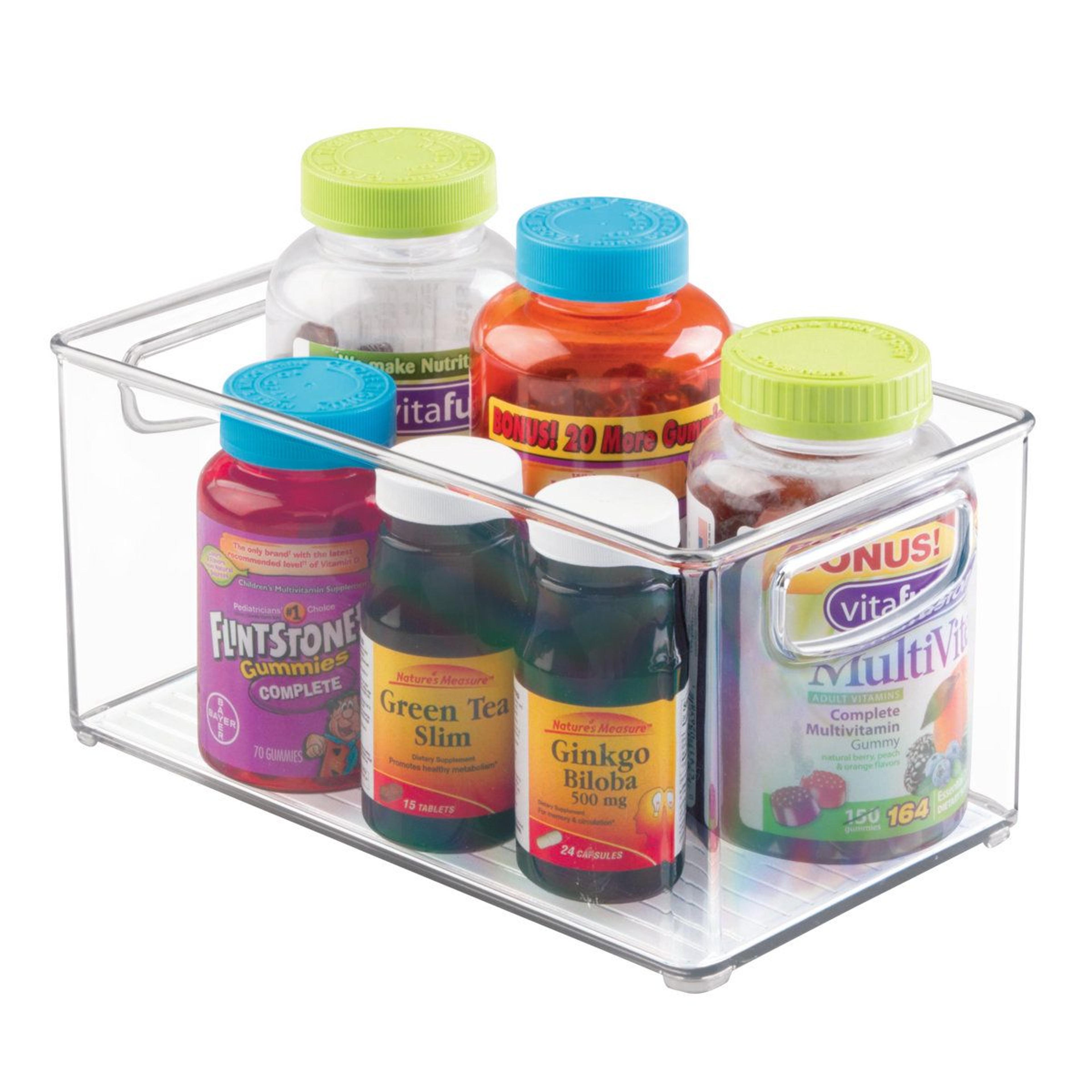 clear fridge organizer bin with handles pantry storage container 10 x 6 x 5 inch
