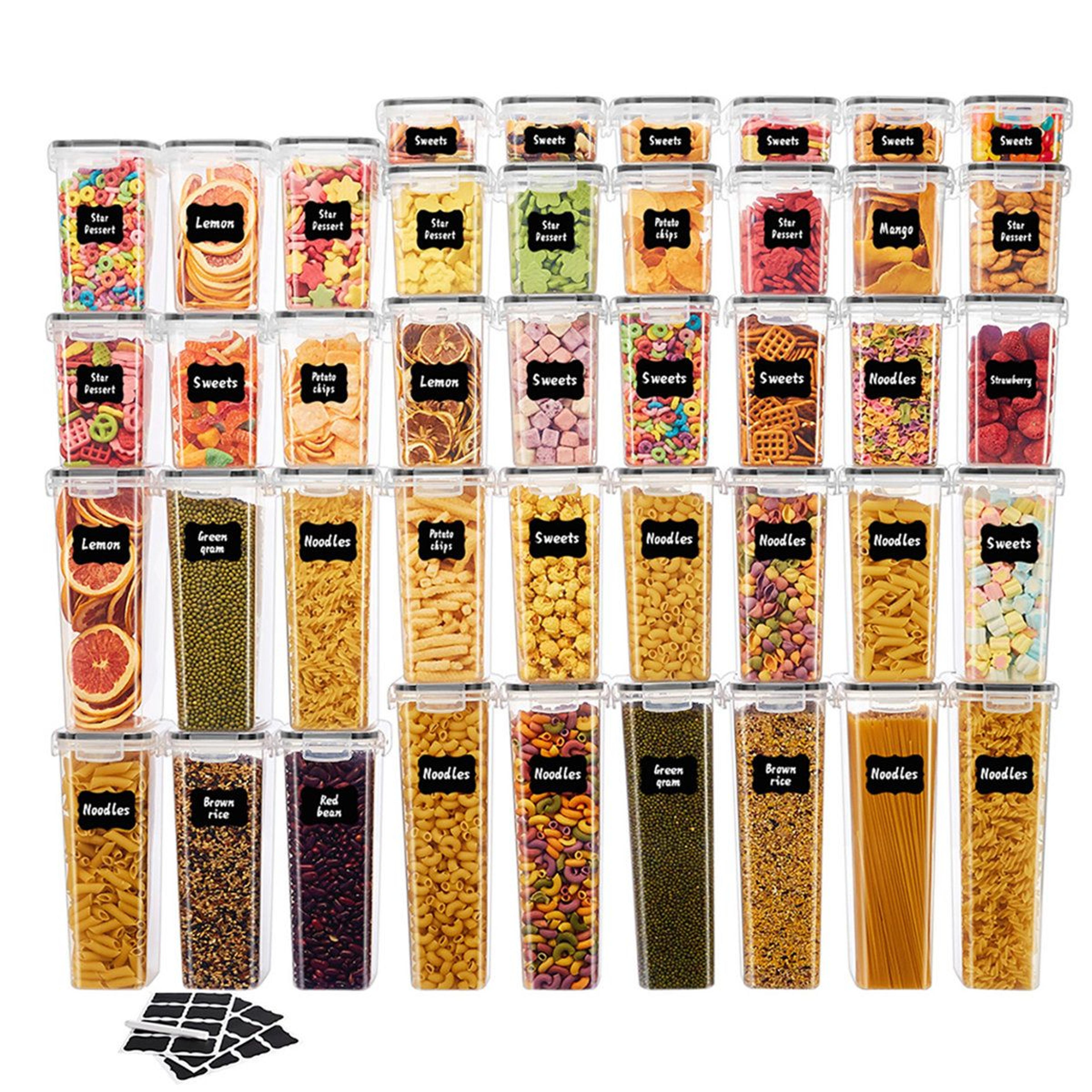 42 piece airtight food storage containers set for pantry organization with bpa free stackable design