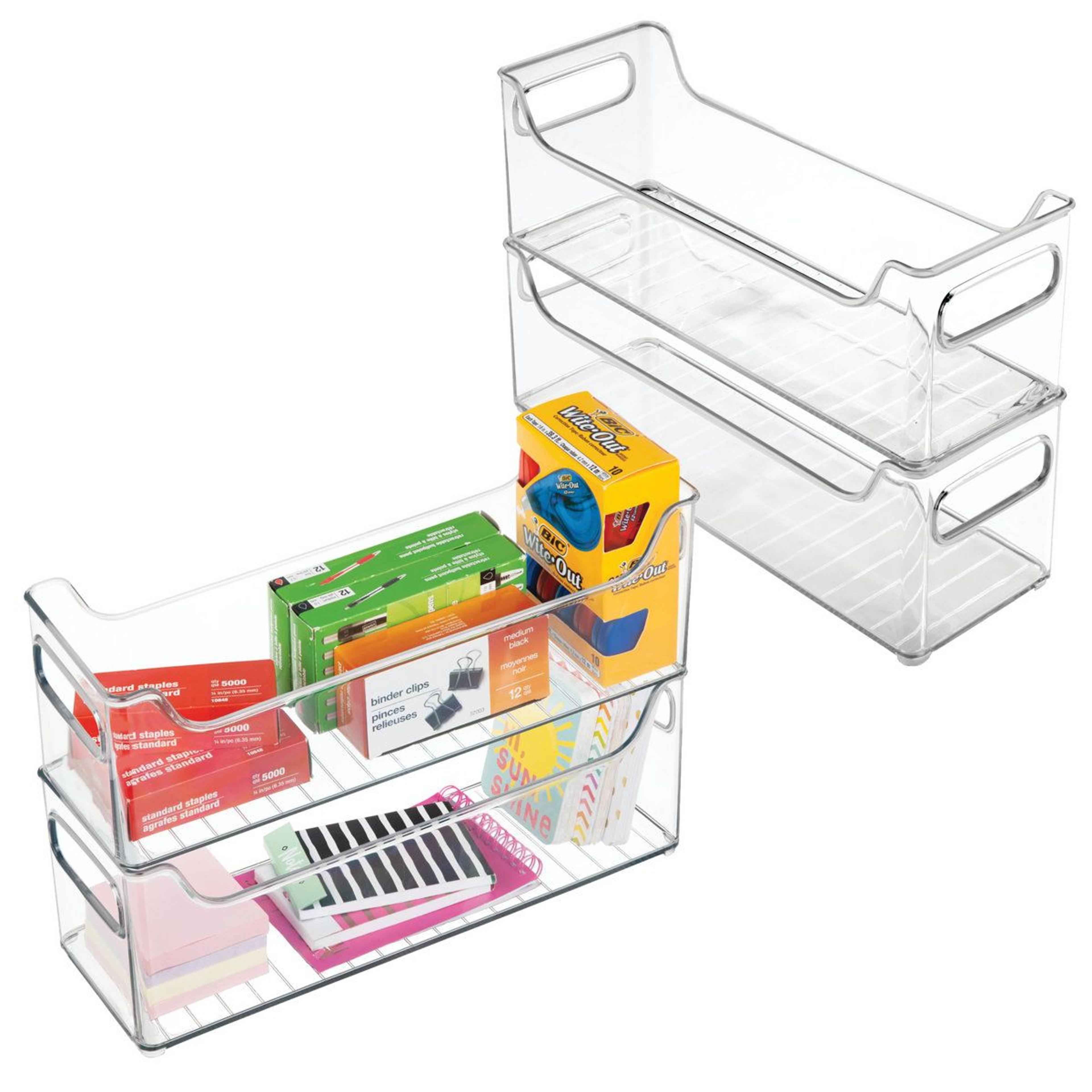 clear stackable fridge organizer bins bpa free food storage containers set of 2