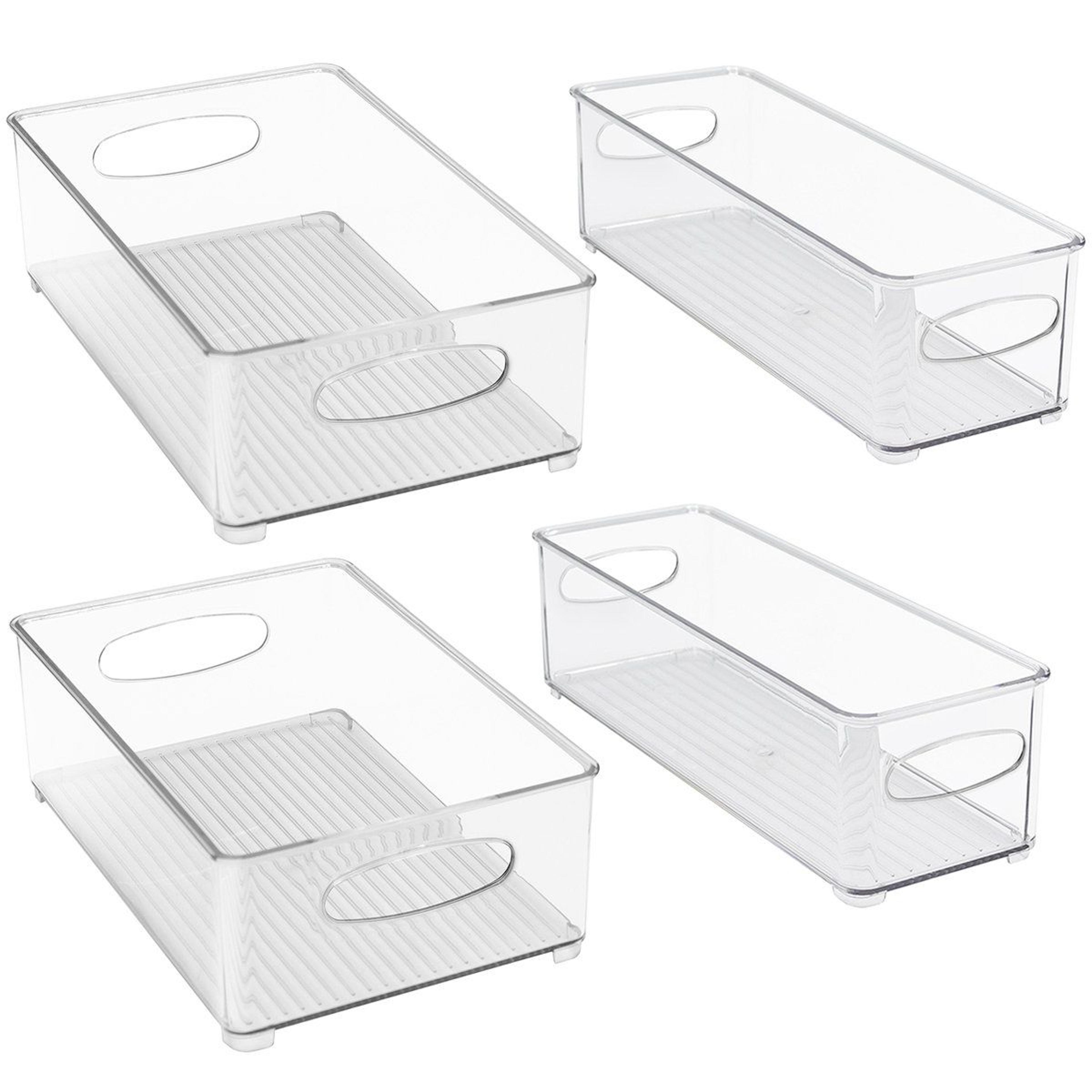 clear stackable fridge organizer bins 4 pack pantry storage containers