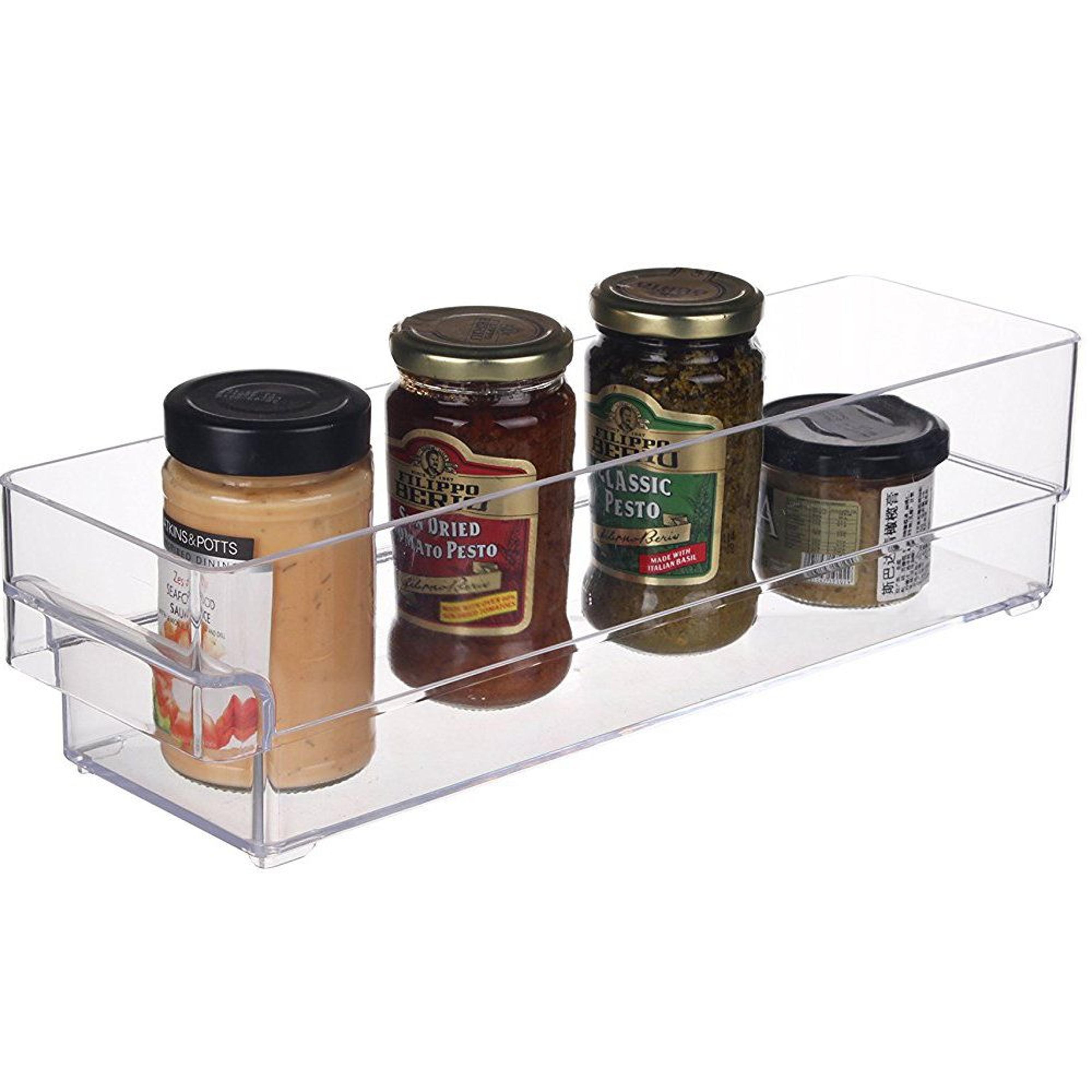 clear stackable refrigerator organizer bins for fridge freezer and pantry storage