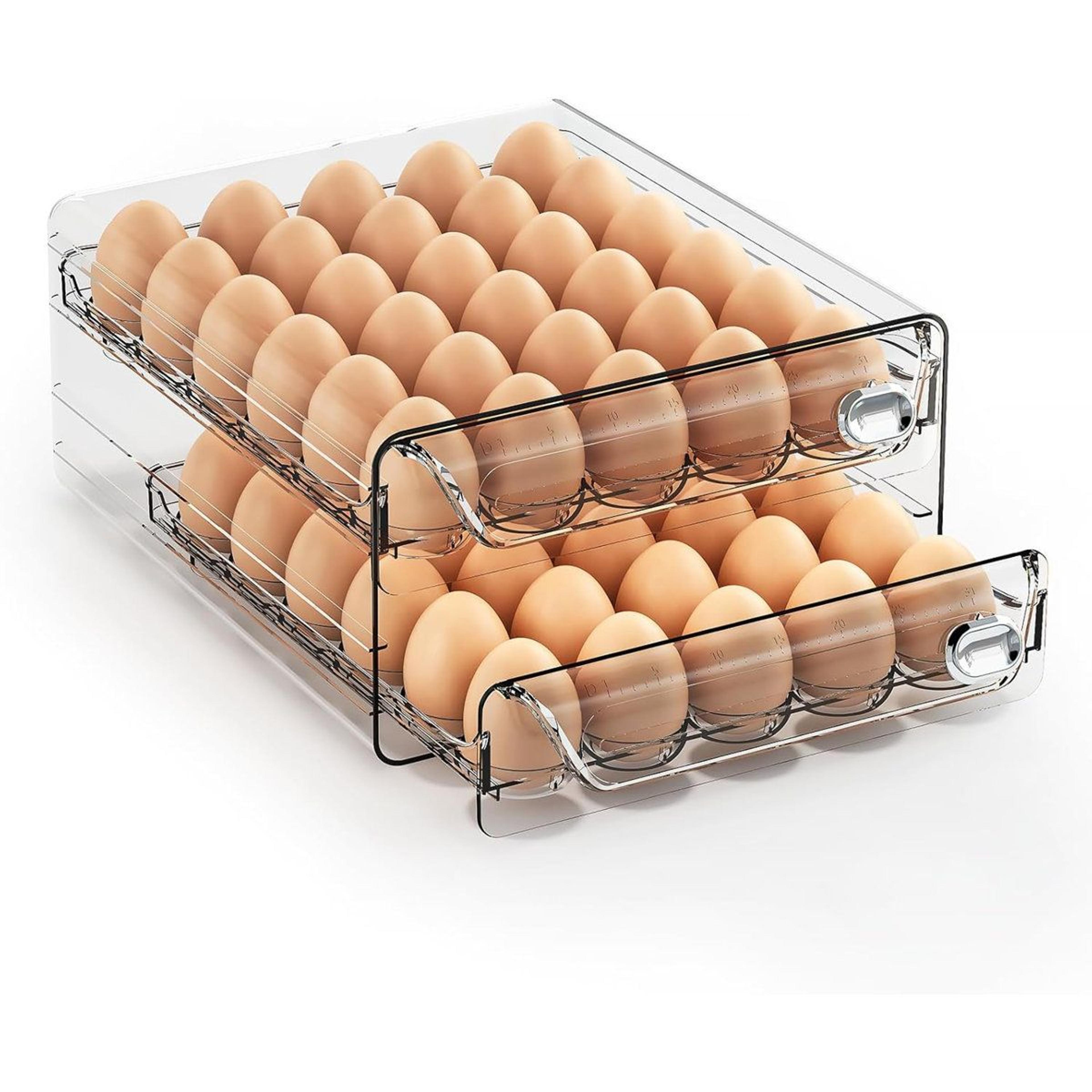 60 egg refrigerator organizer with clear stackable pull out drawers