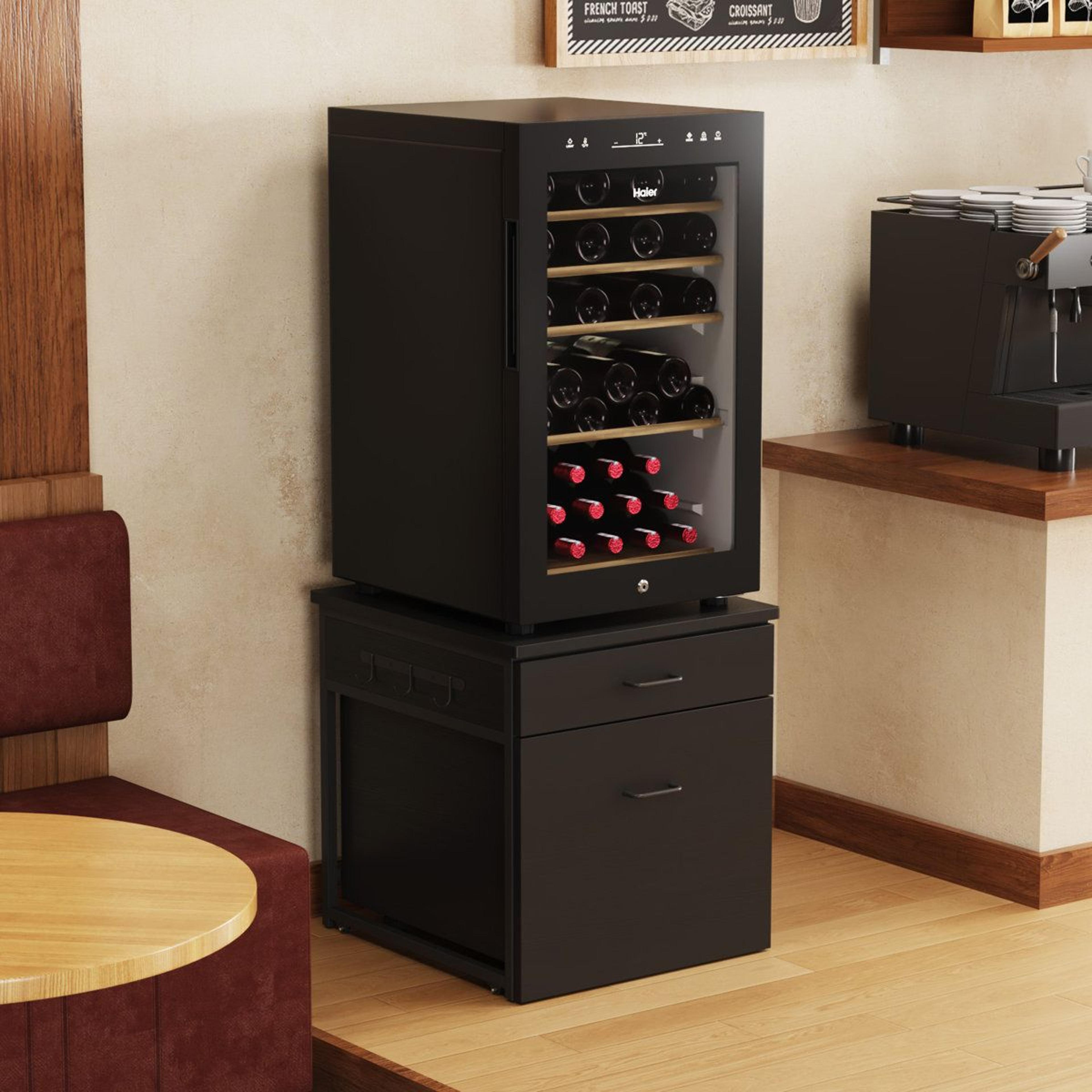 mini fridge stand with storage drawers and space saving organizer