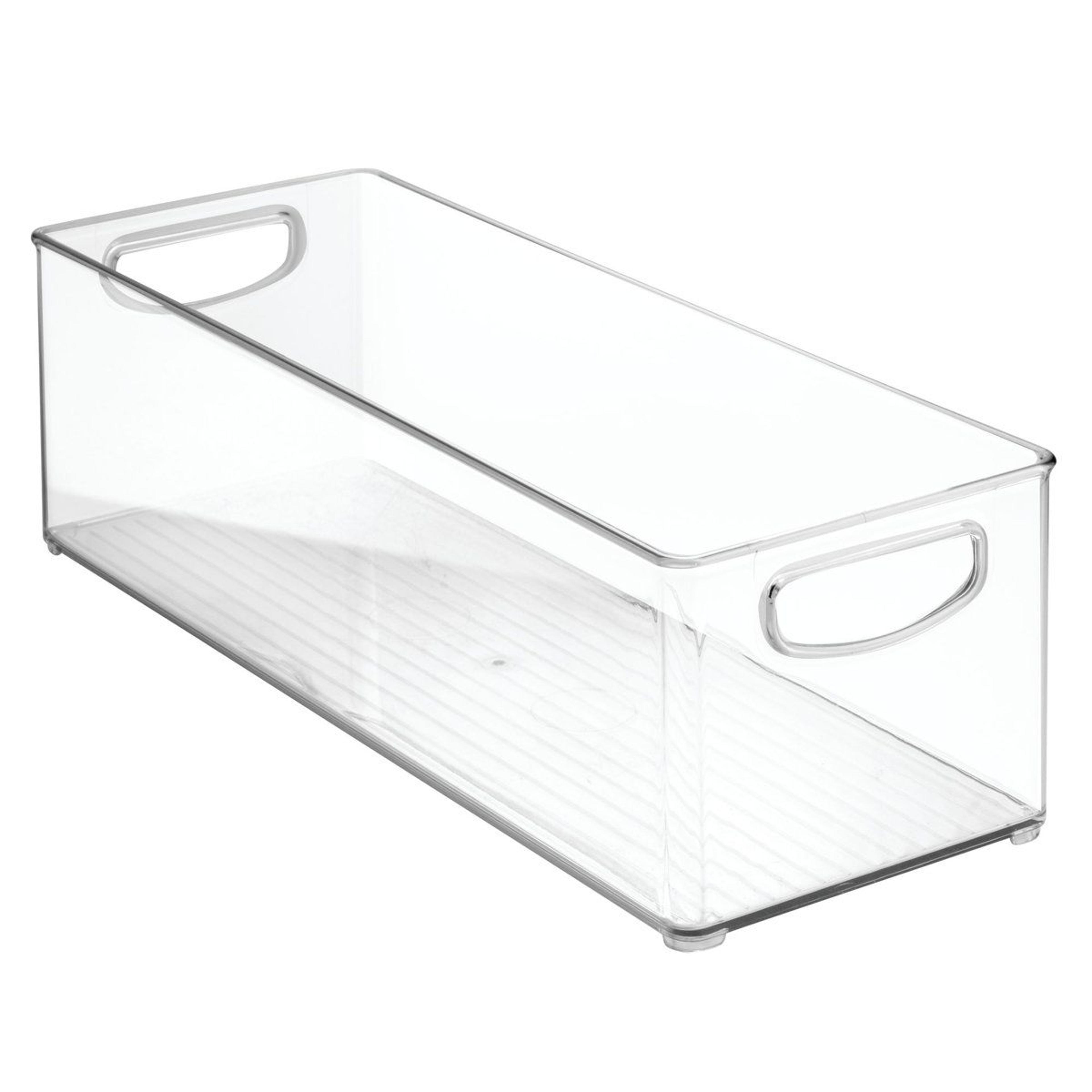 clear plastic pantry can organizer with handles for cabinet storage