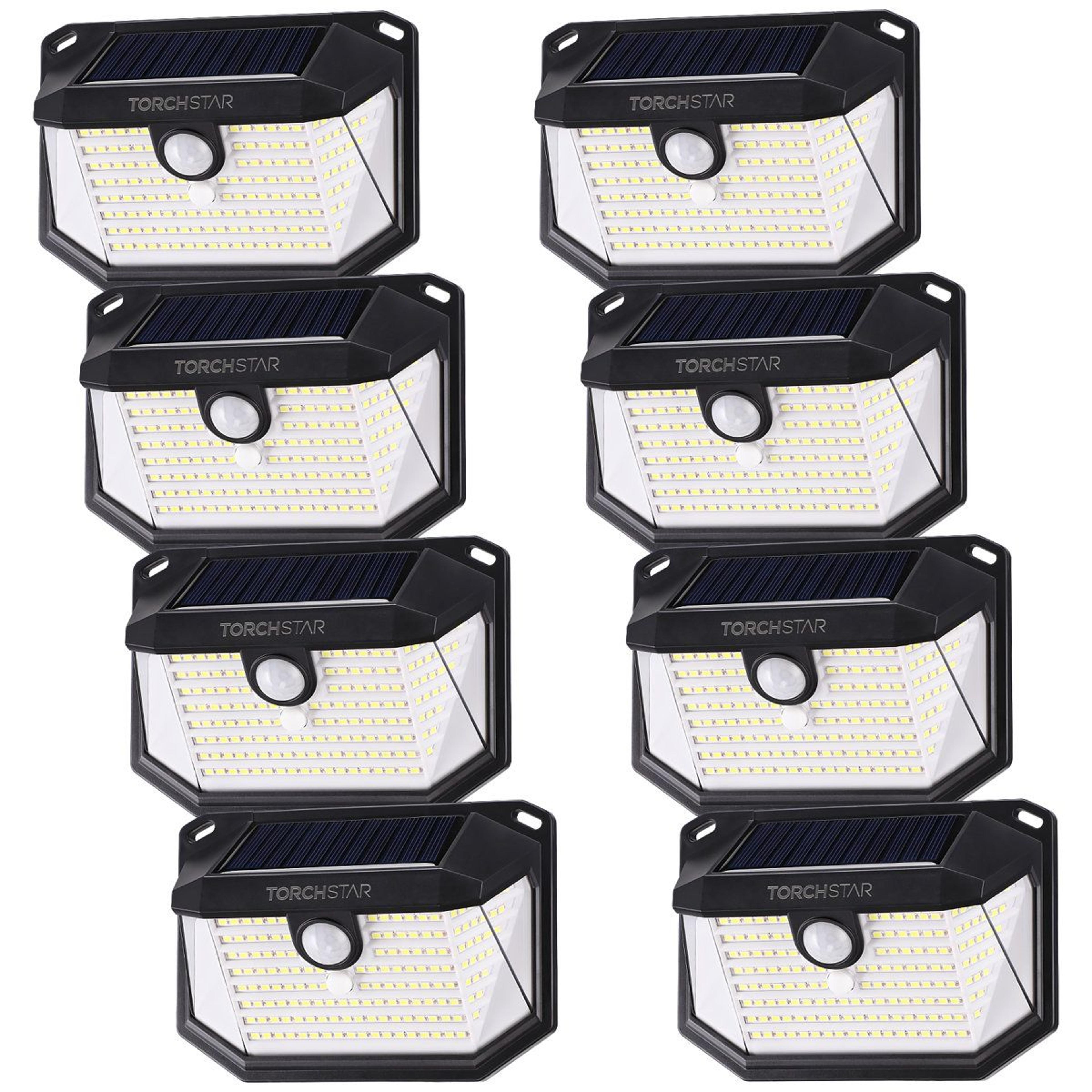 8 pack solar motion sensor wall lights outdoor waterproof security lighting