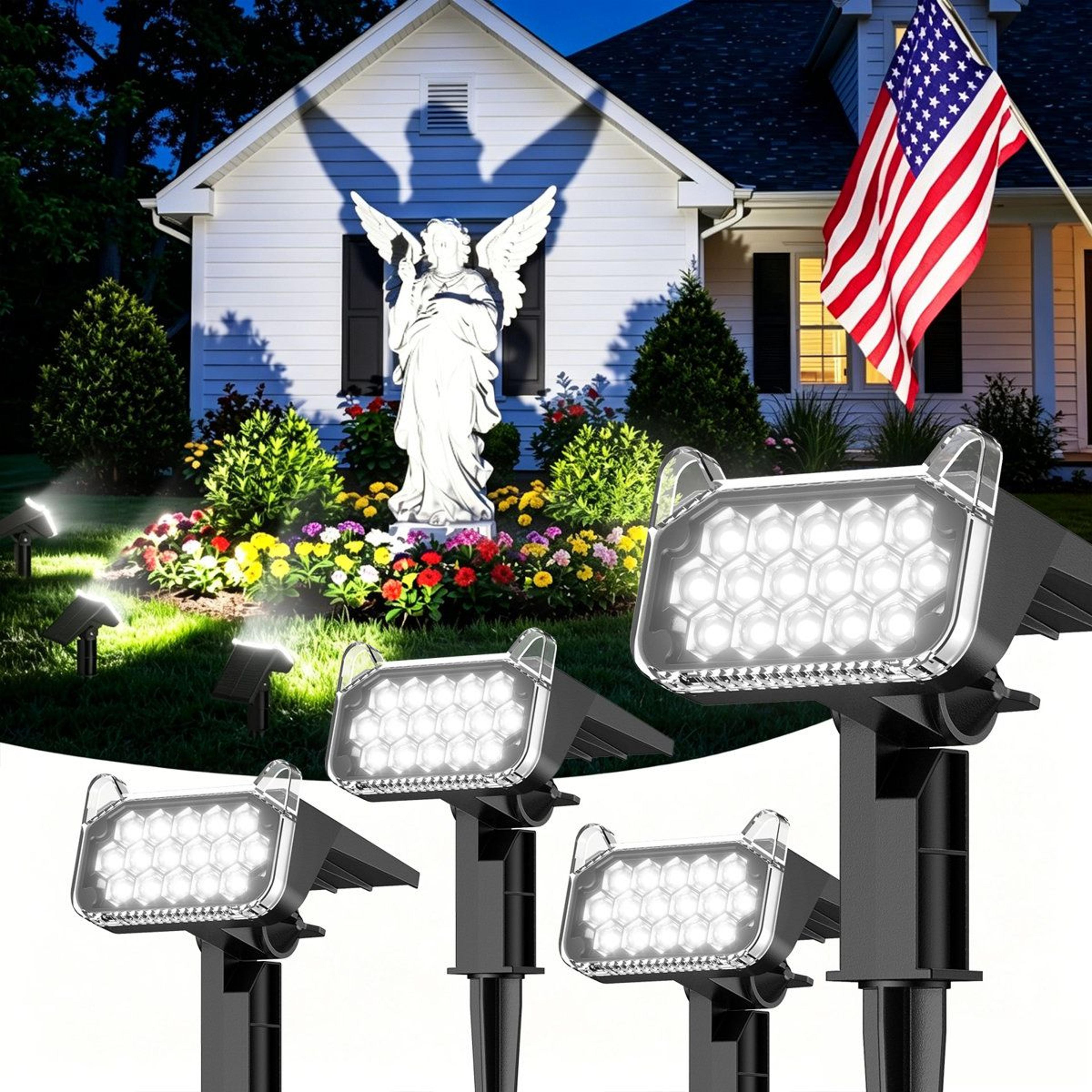1000 lumen solar spot lights outdoor waterproof landscape lights set of 4