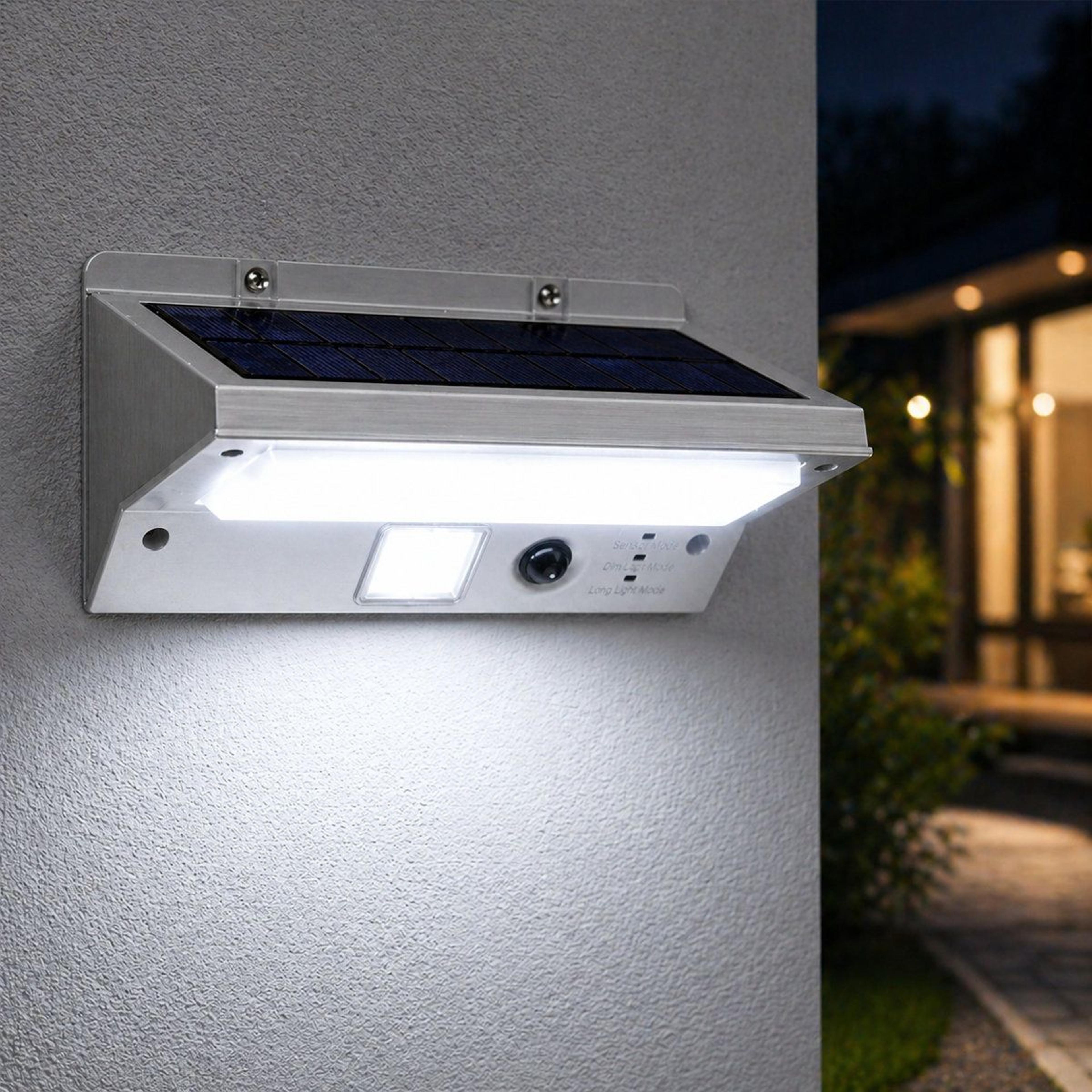 solar powered outdoor wall light motion sensor security light with 3 lighting modes