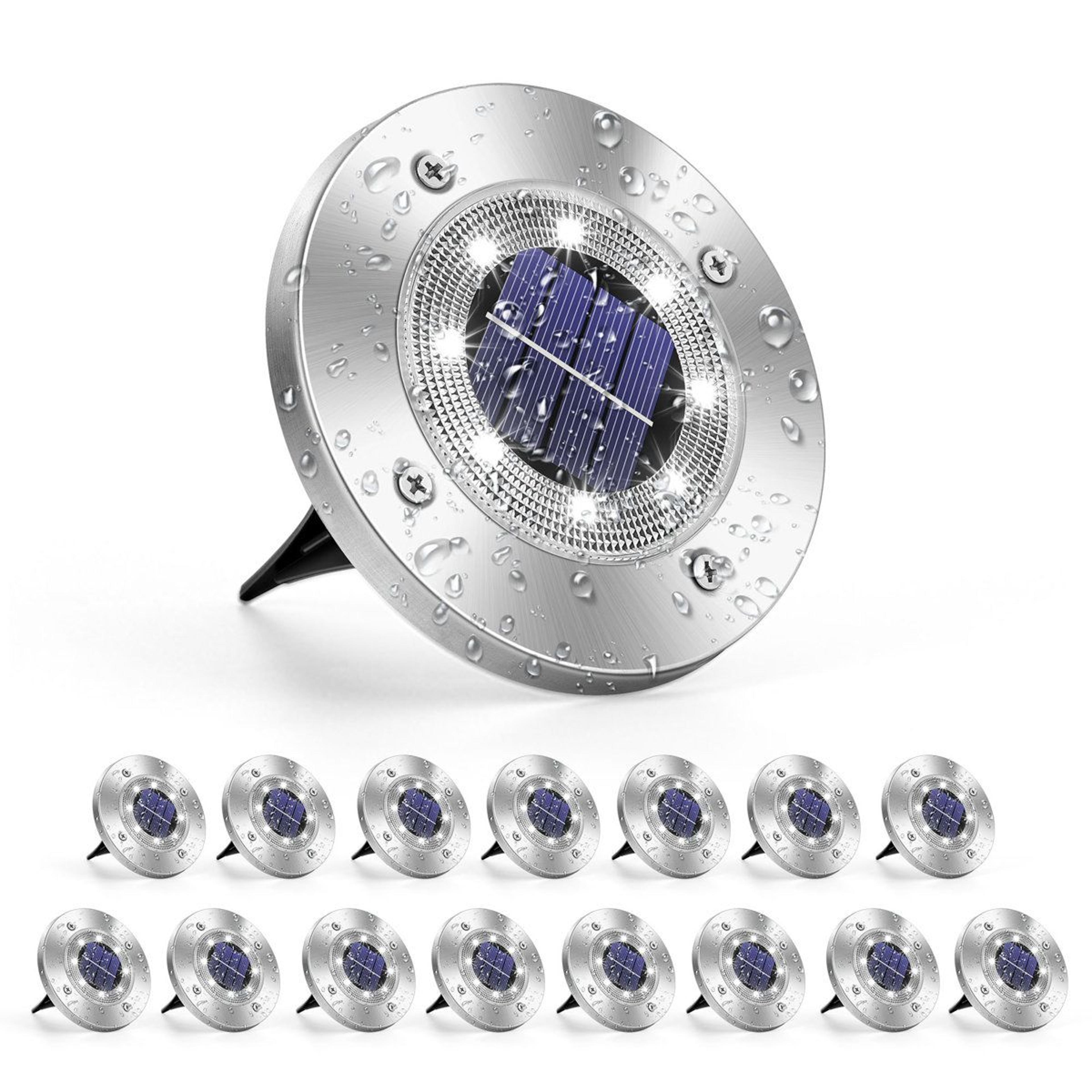 16 pack solar pathway lights 8 led waterproof solar ground lights