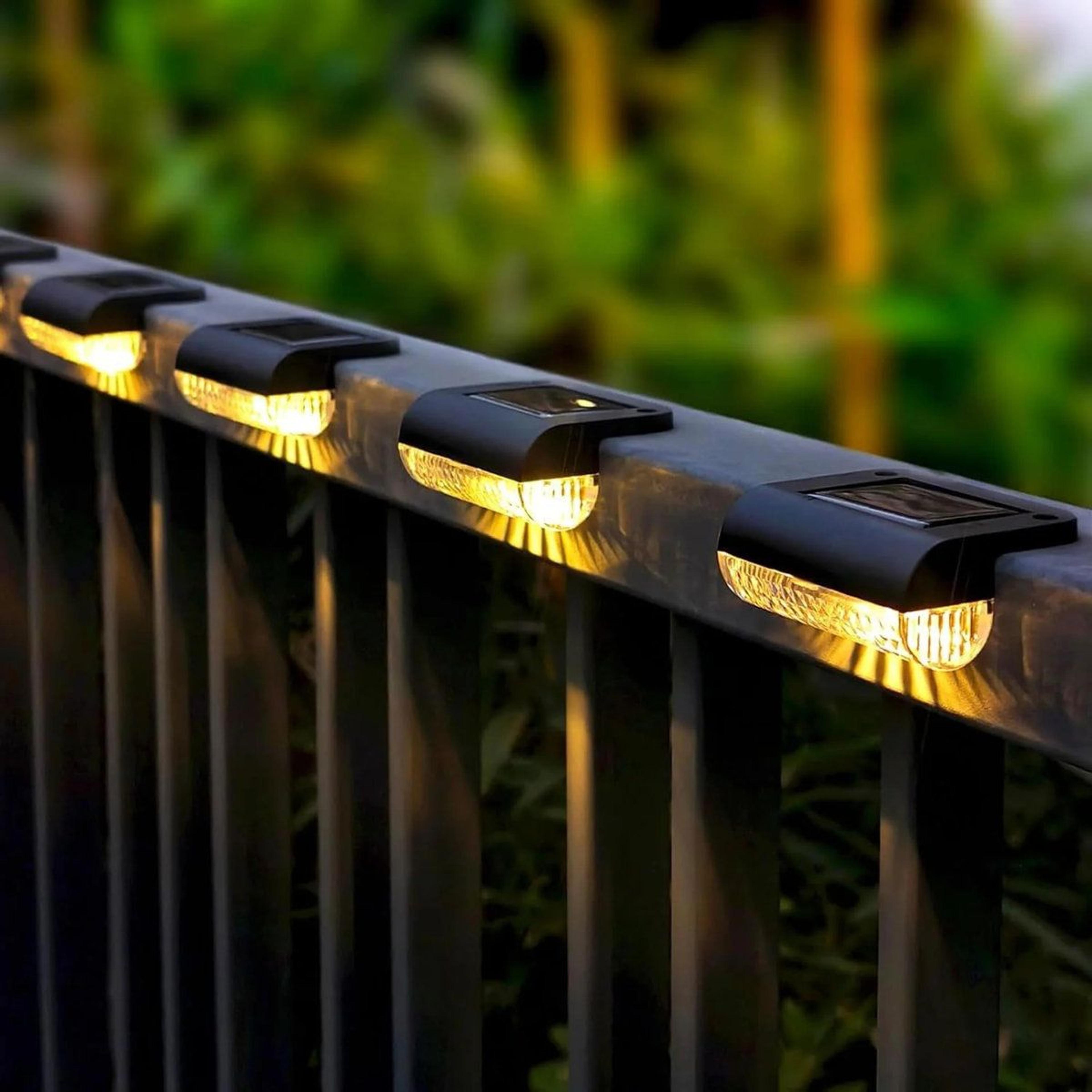 solar step lights outdoor waterproof warm white led deck lights