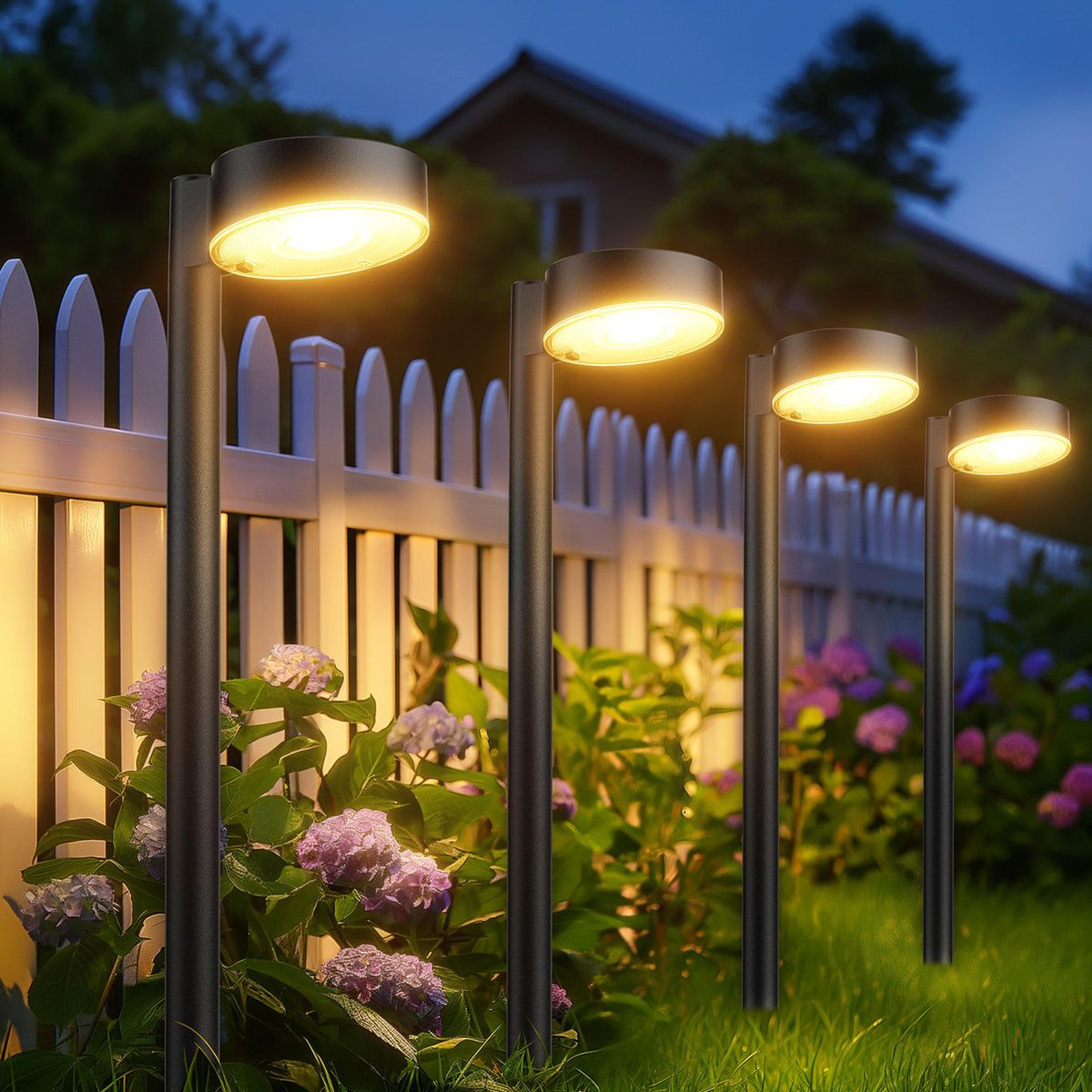 solar pathway lights 8 pack waterproof led garden lights with dusk to dawn lighting