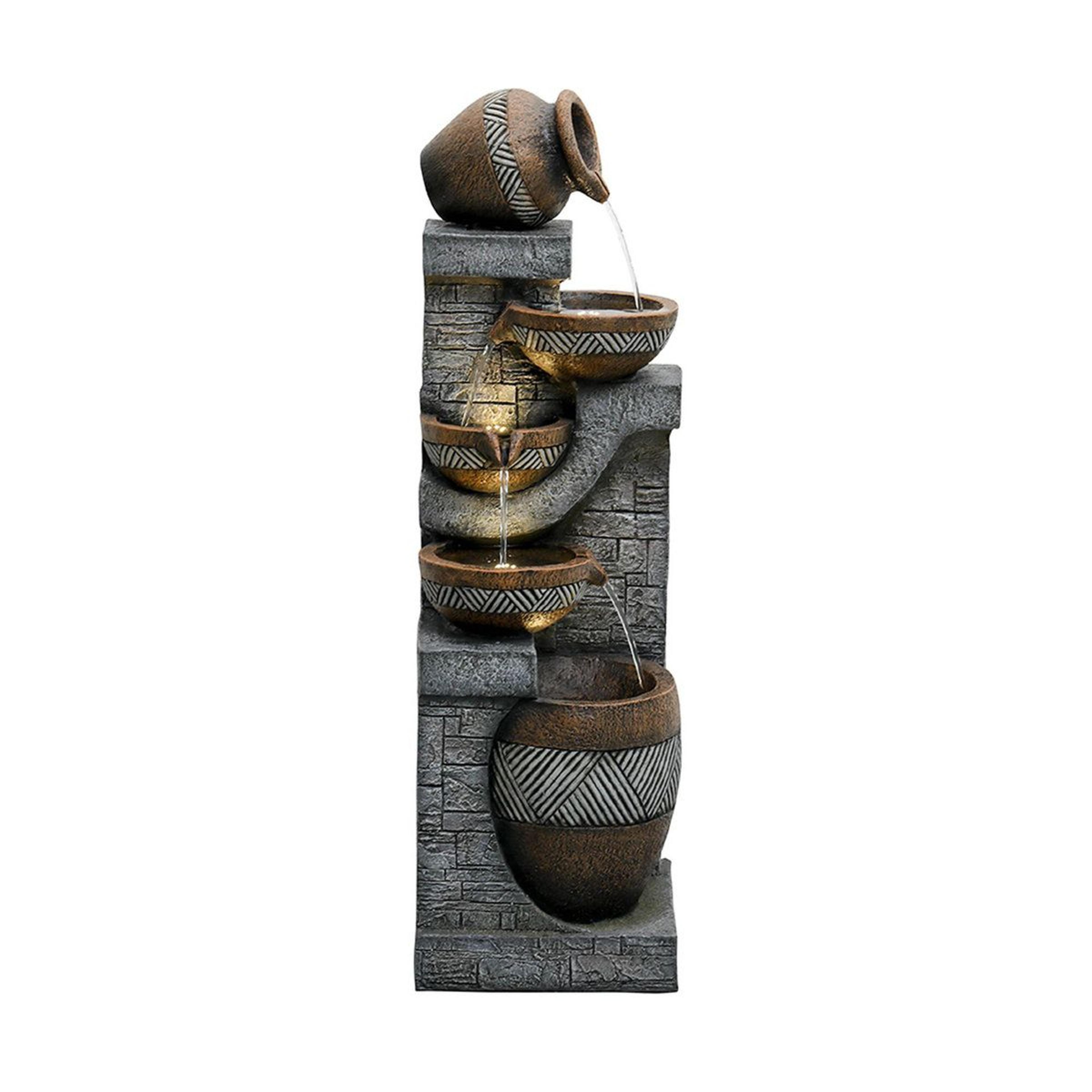 5 tier indoor outdoor cascade fountain with led lights and weather resistant resin