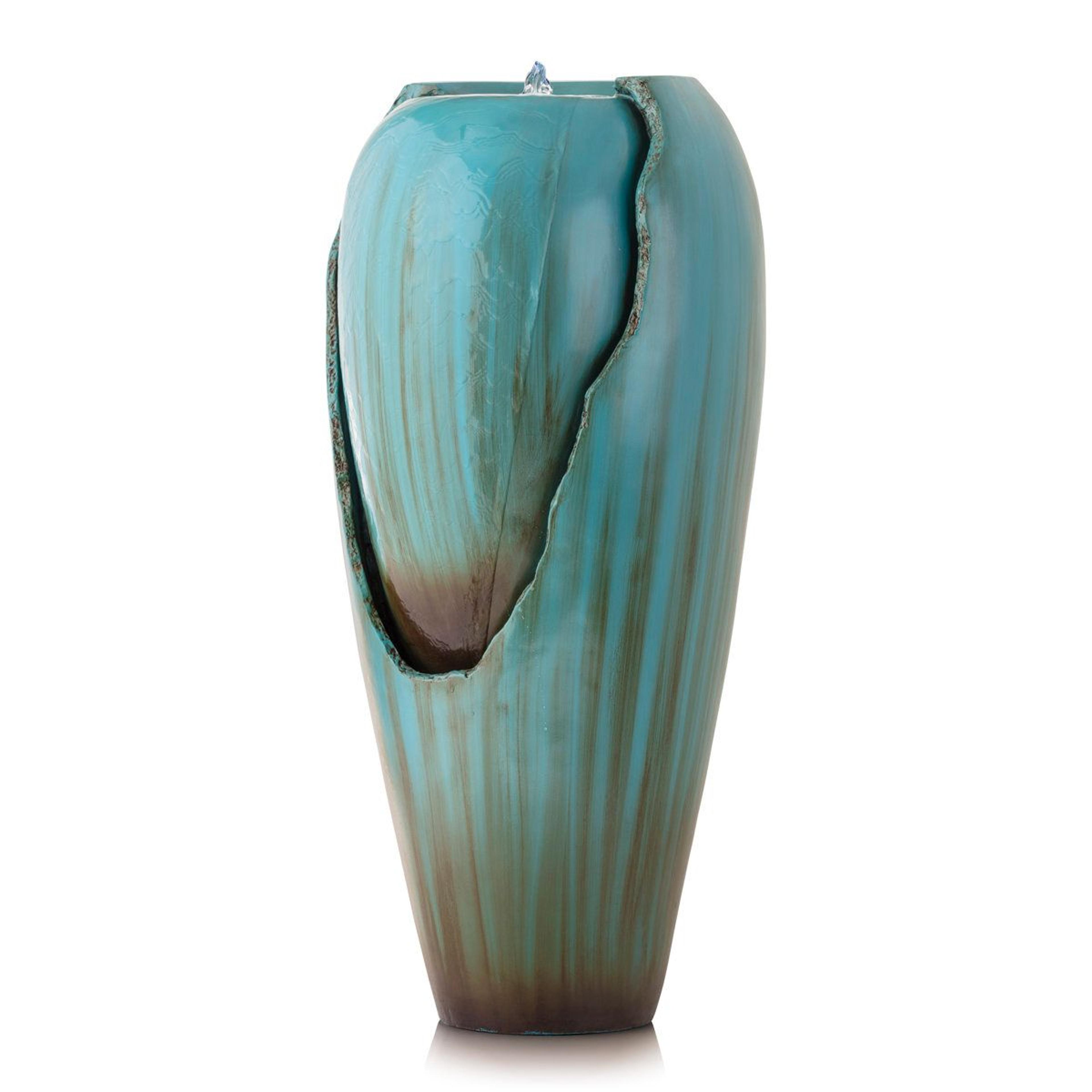 illuminated cascading jar outdoor fountain with lights and weather resistant fiberglass