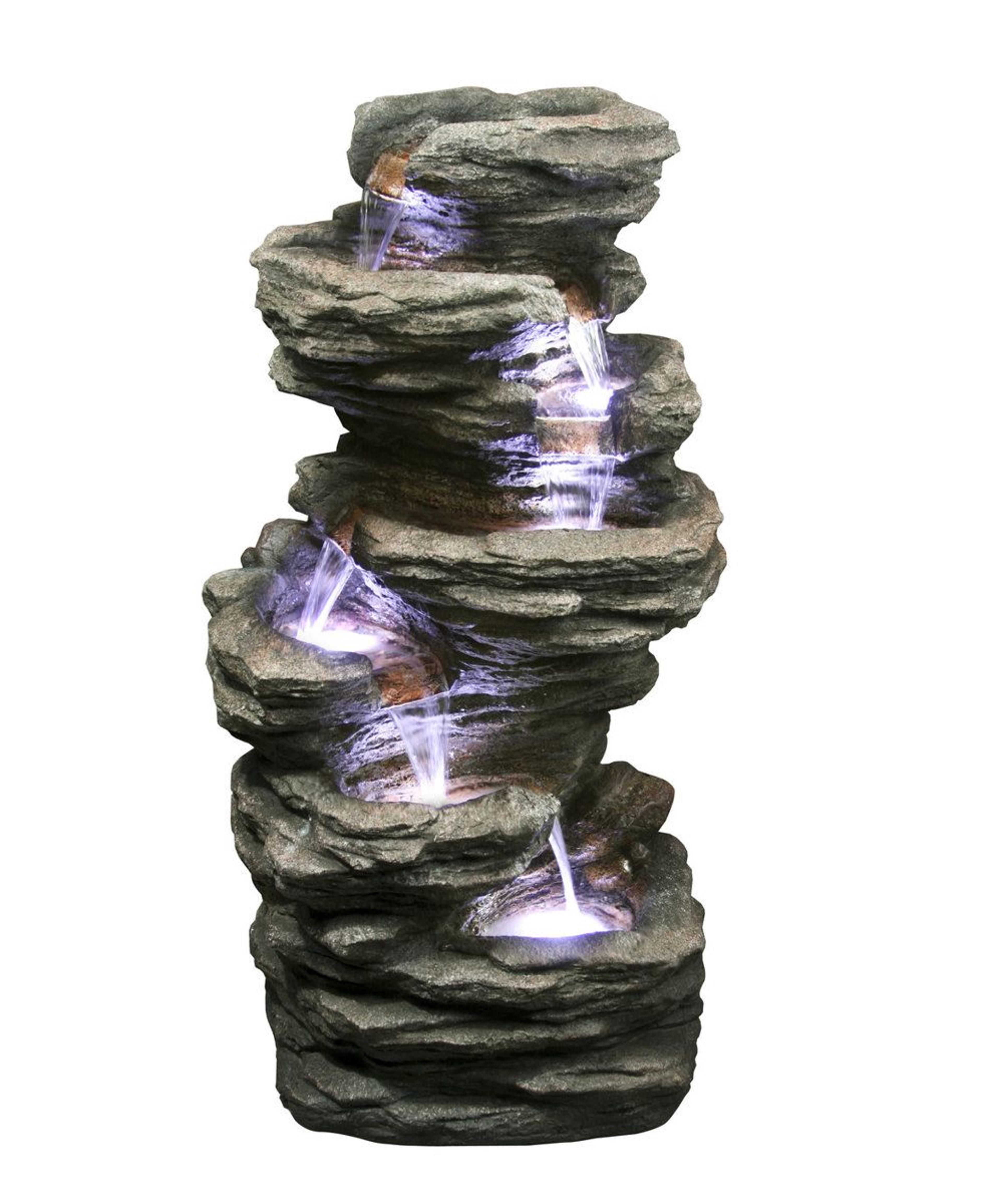 led tiered rock water fountain indoor outdoor cascading garden fountain