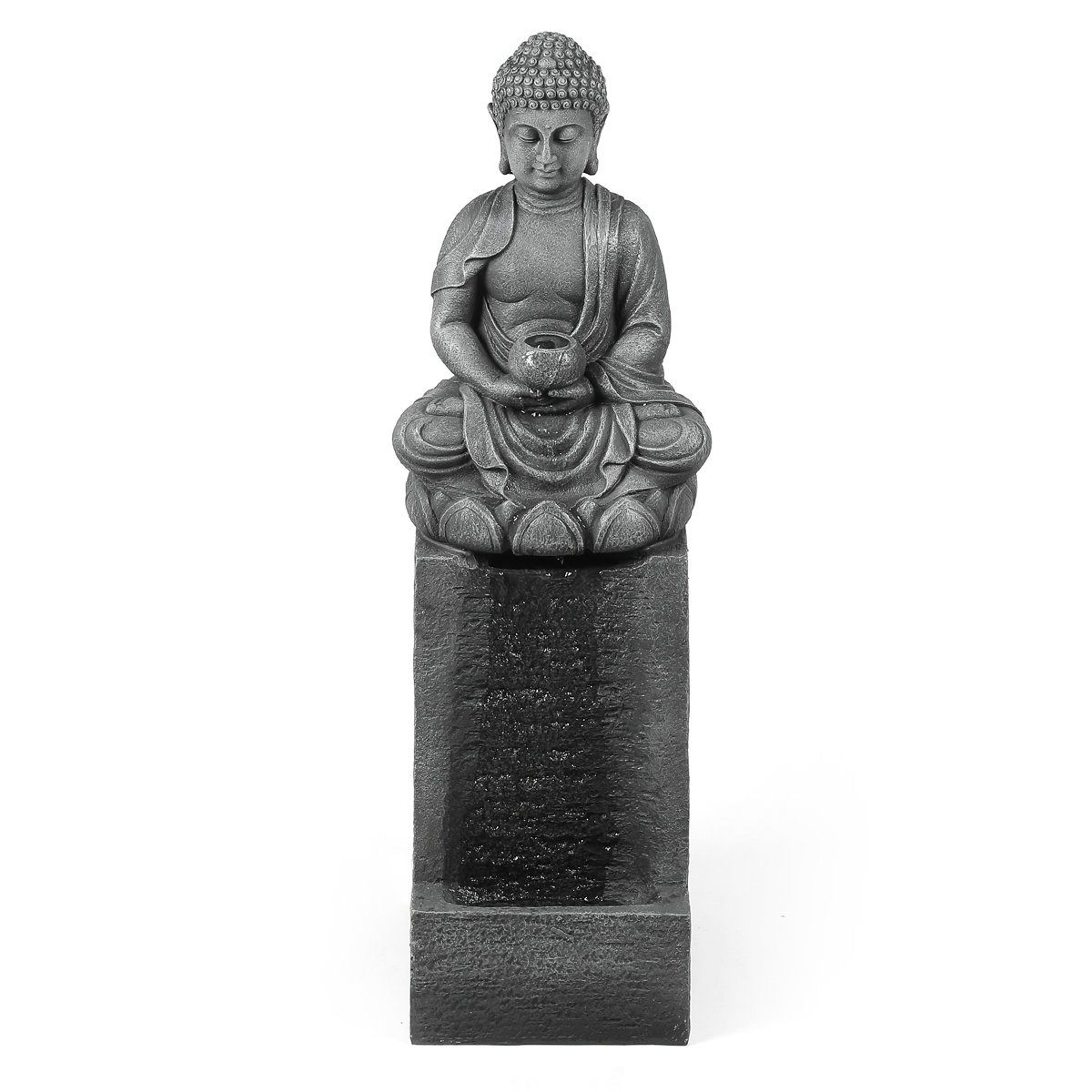 34.5 inch outdoor buddha fountain with led light weather resistant garden water feature