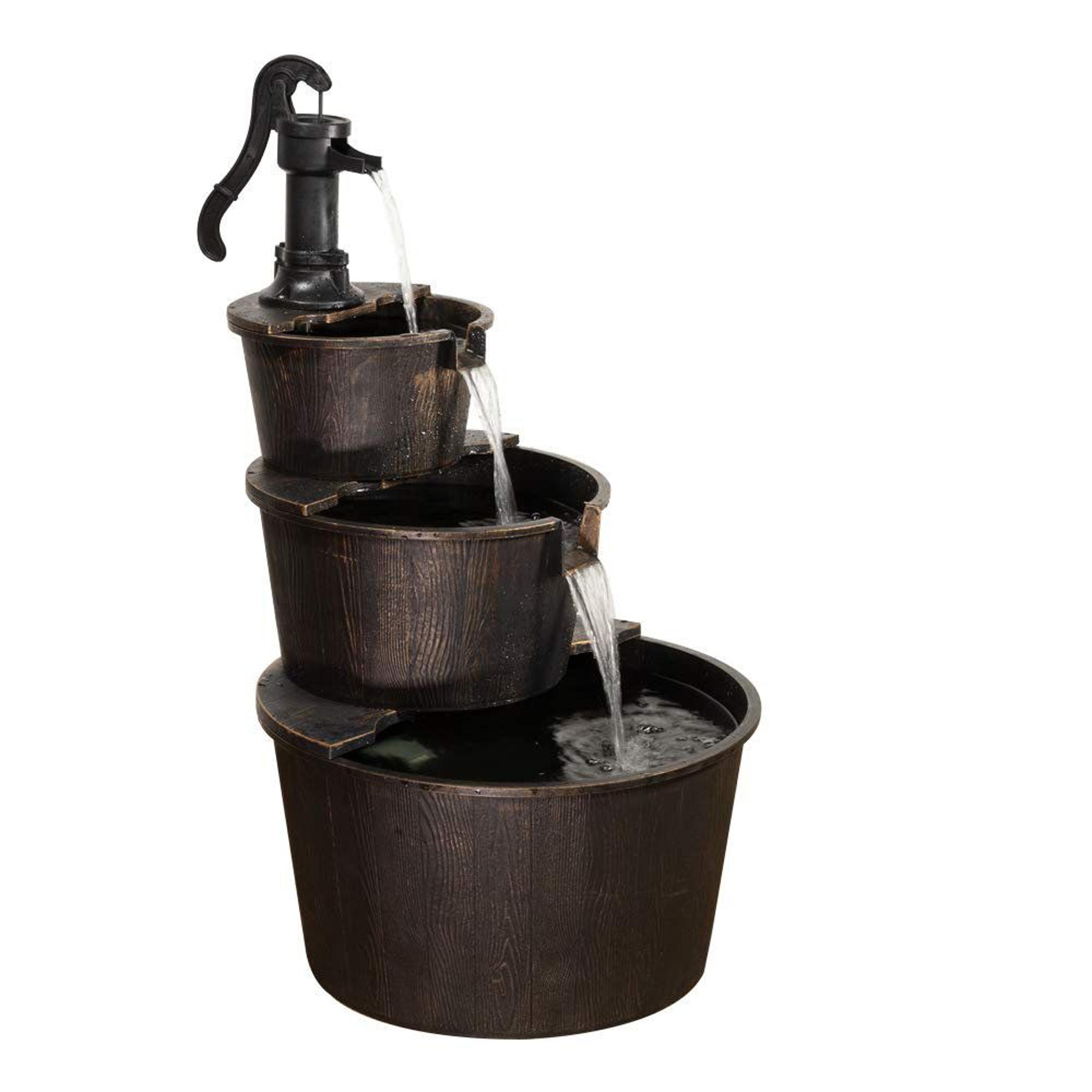 40 inch rustic pump barrel fountain for garden patio and yard