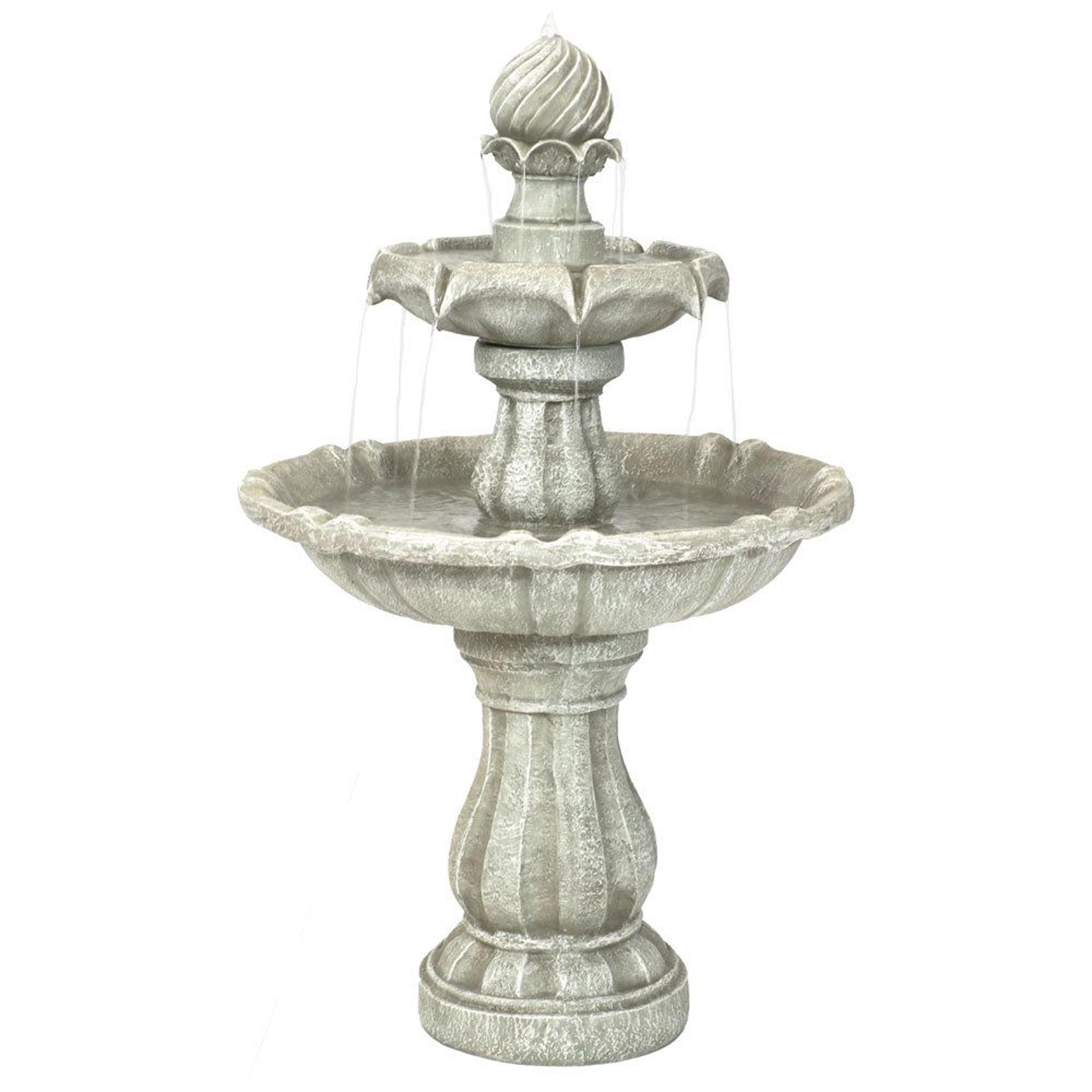 traditional 2 tier solar water fountain with battery backup for patio and garden