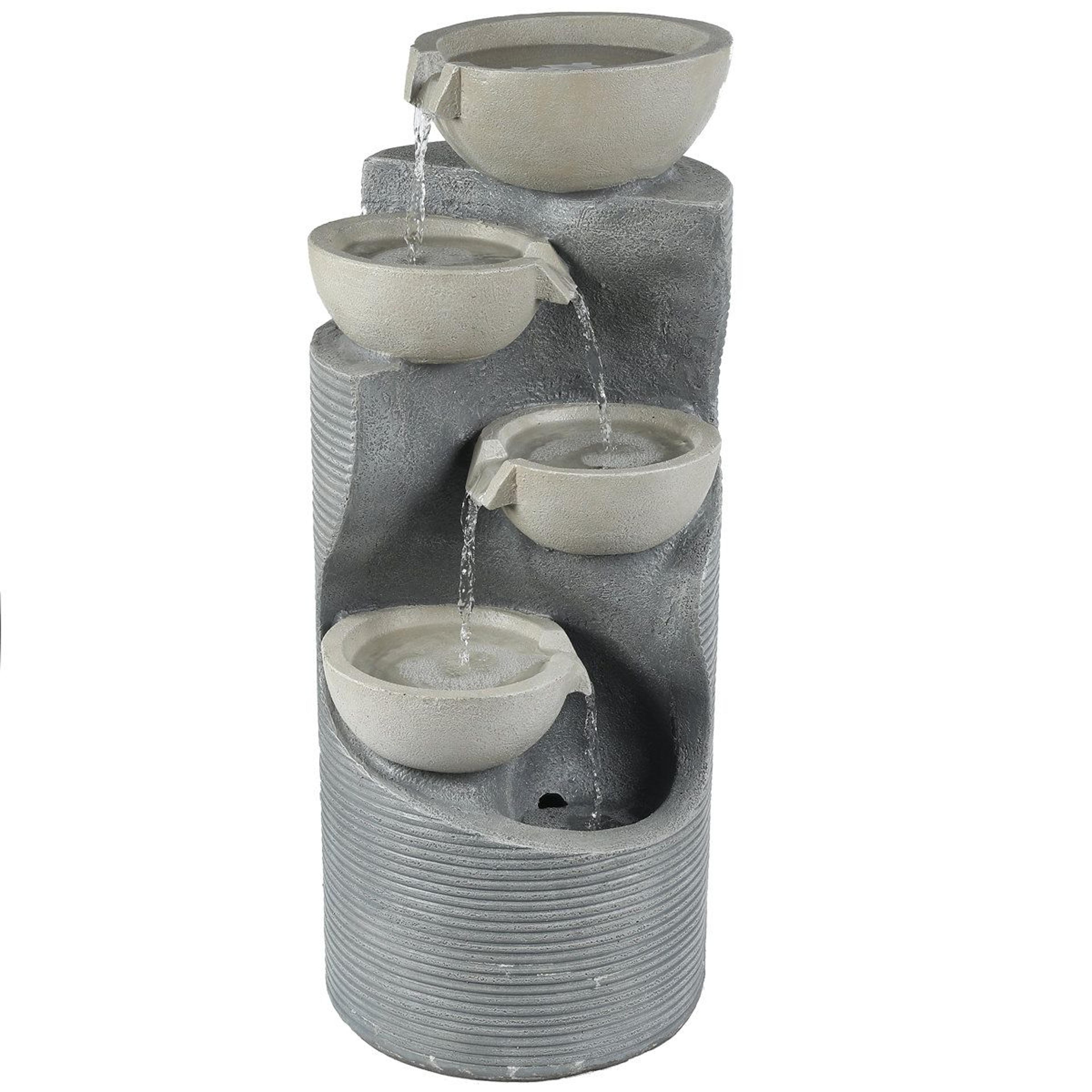31.9 inch led tiered outdoor water fountain with polyresin garden waterfall design